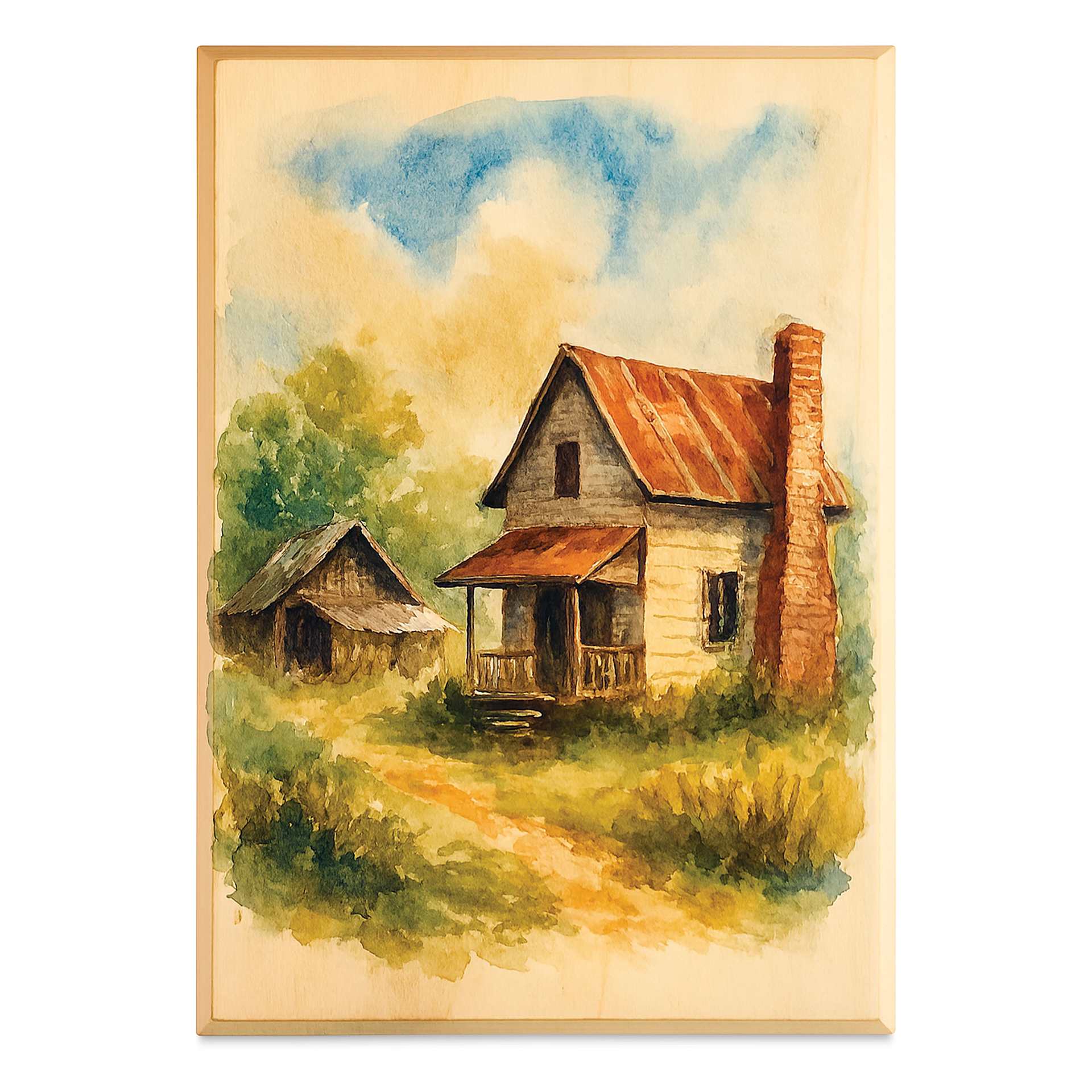 Foggy Bottom Woodworks Basswood Plaque - Rectangle, 8" x 10" with completed artwork