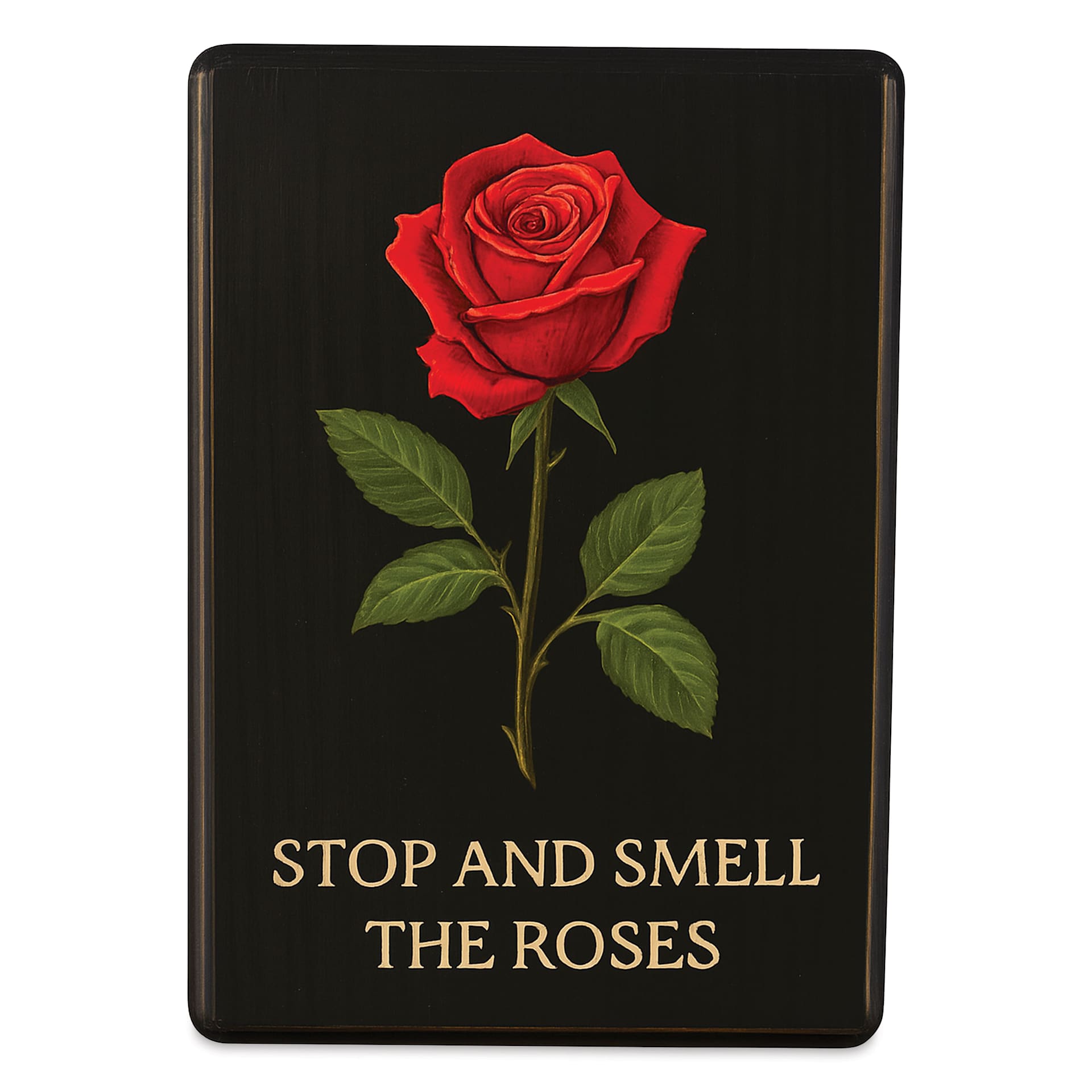 Foggy Bottom Woodworks Pine Plaque - Rectangle, 8" x 6" completed floral artwork