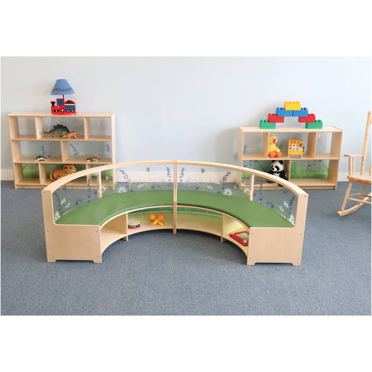 Whitney Brothers Nature View Sofa - Curved Out, 24-1/4"H x 56-3/4"W x 17"D (Two sofas connected, Toys not included)