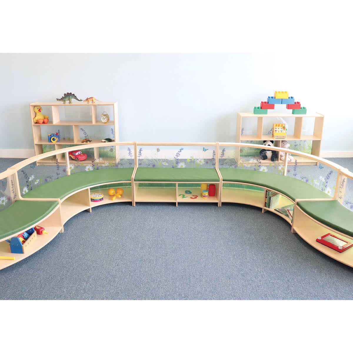 Whitney Brothers Nature View Sofas (Curved In, Curved Out, and Straight sofas, Toys not included)