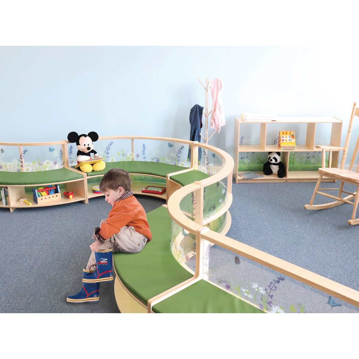 Whitney Brothers Nature View Sofas (Child sitting on sofas, Toys not included)