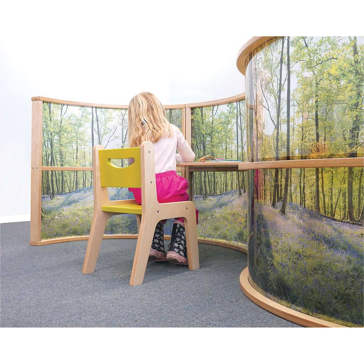 Whitney Brothers Nature View Serenity Study Pod (Child sitting at study pods)