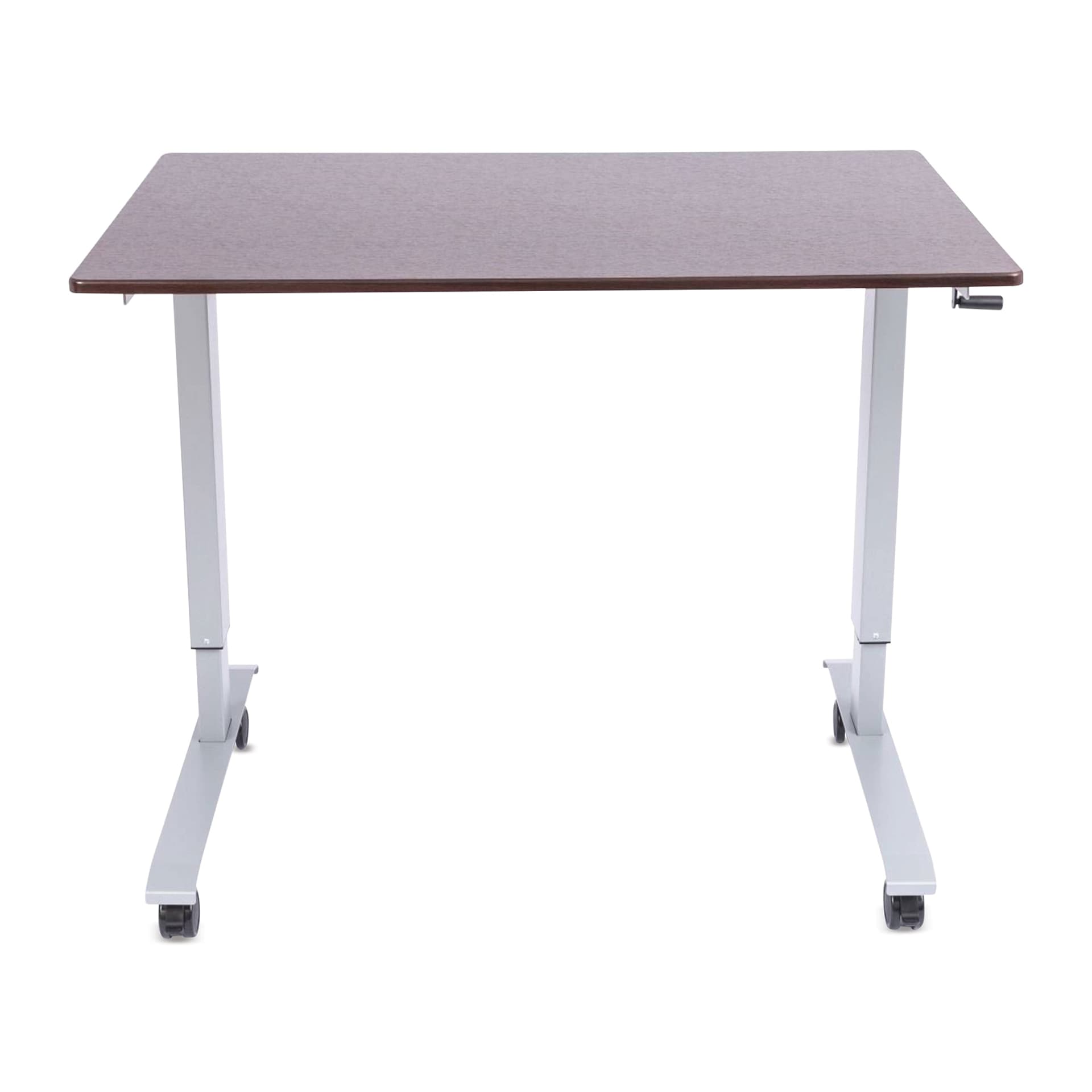 Luxor High Speed Crank Adjustable Stand Up Desk - Dark Walnut with Silver Frame, 48" W