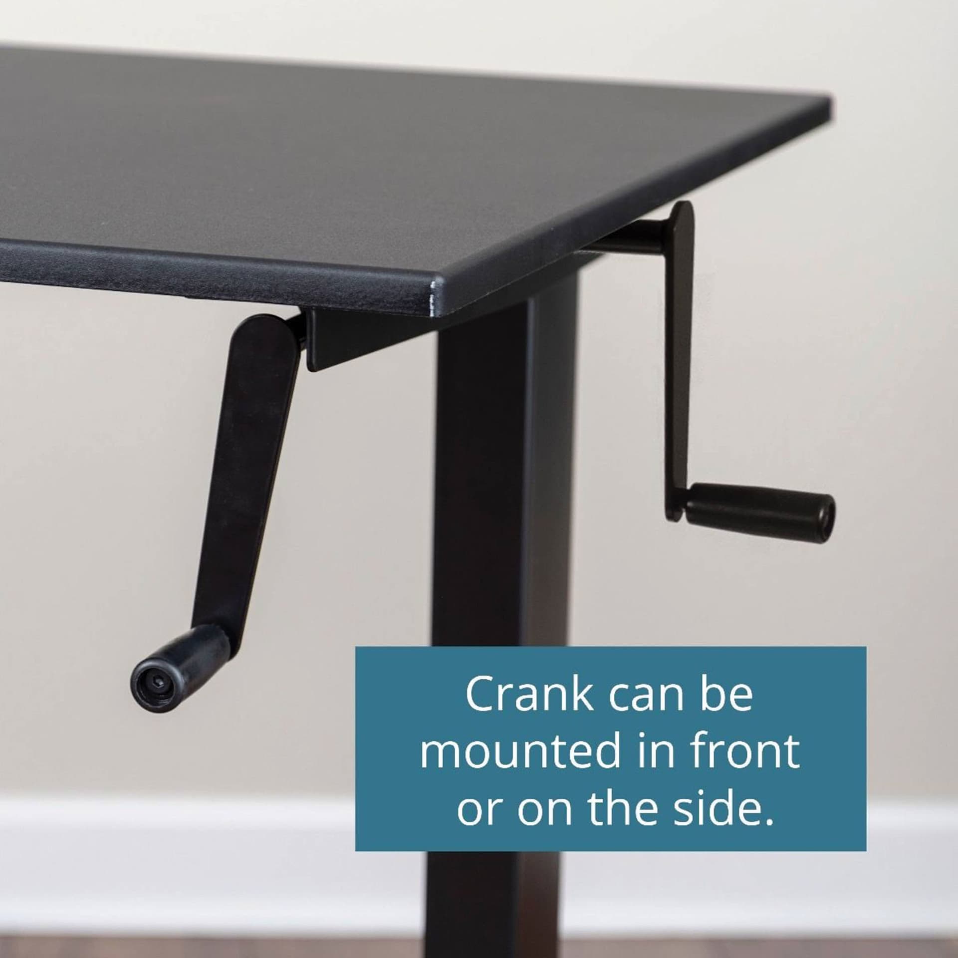 Luxor High Speed Crank Adjustable Stand Up Desk - Dark Walnut with Black Frame, 48" W - possible crank locations