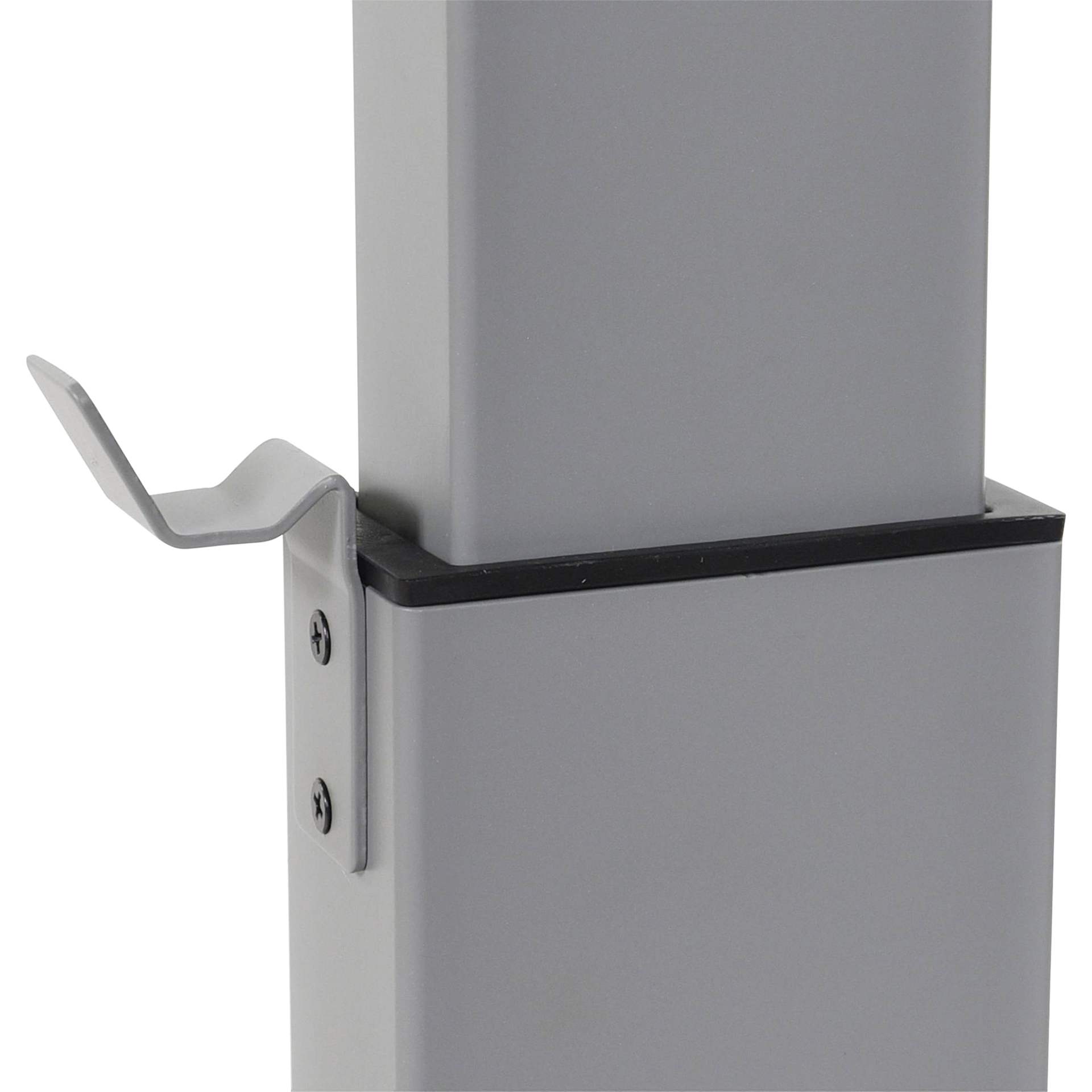 Luxor Student C Sit Stand Desk with Crank Handle, close up of the detachable hook.