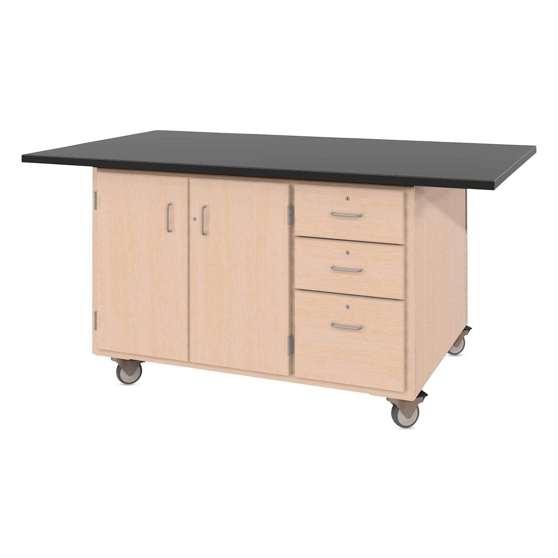 Hann Mobile Project Workcenter - Natural with Black Laminate Top 72" x 42", front