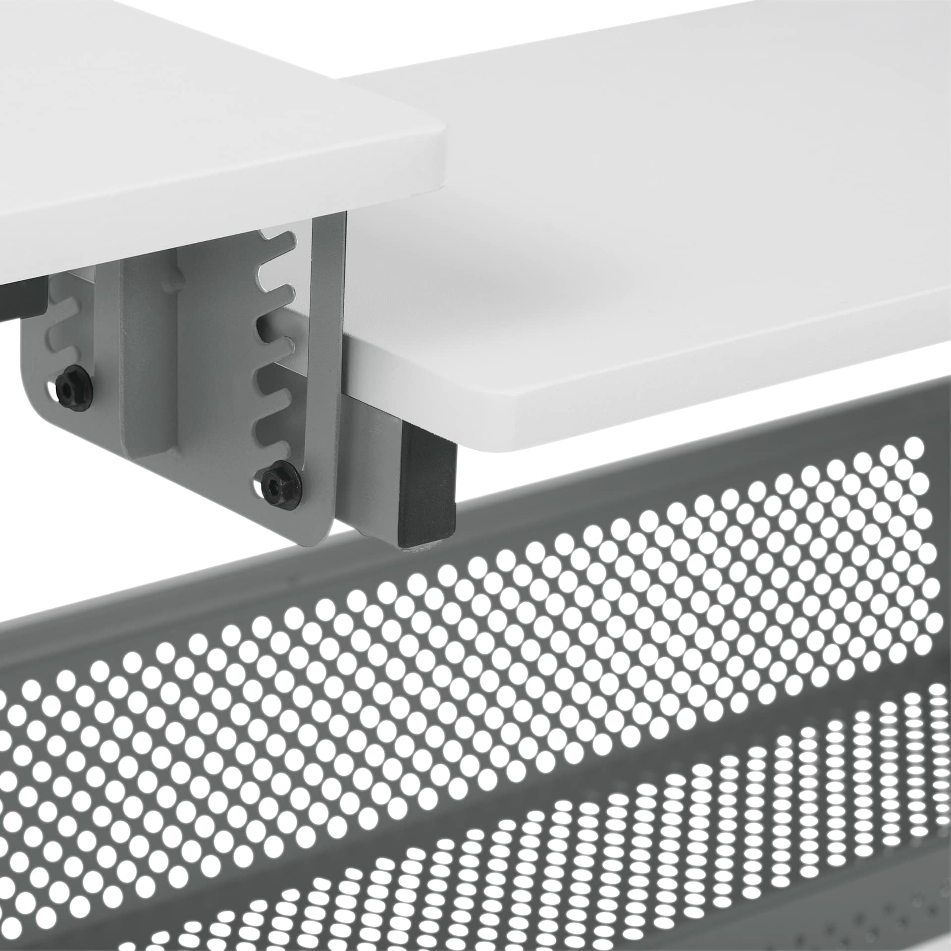 Studio Designs Eclipse Ultra Sewing Table - Gray/White, close up of hardware