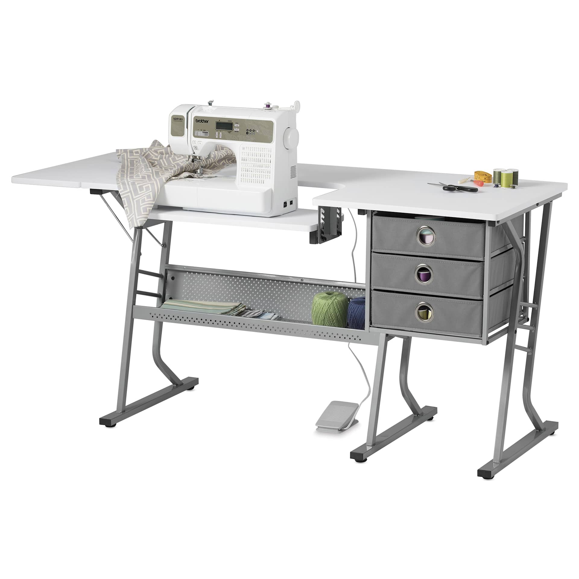 Studio Designs Eclipse Ultra Sewing Table - Gray/White, sewing machine not included