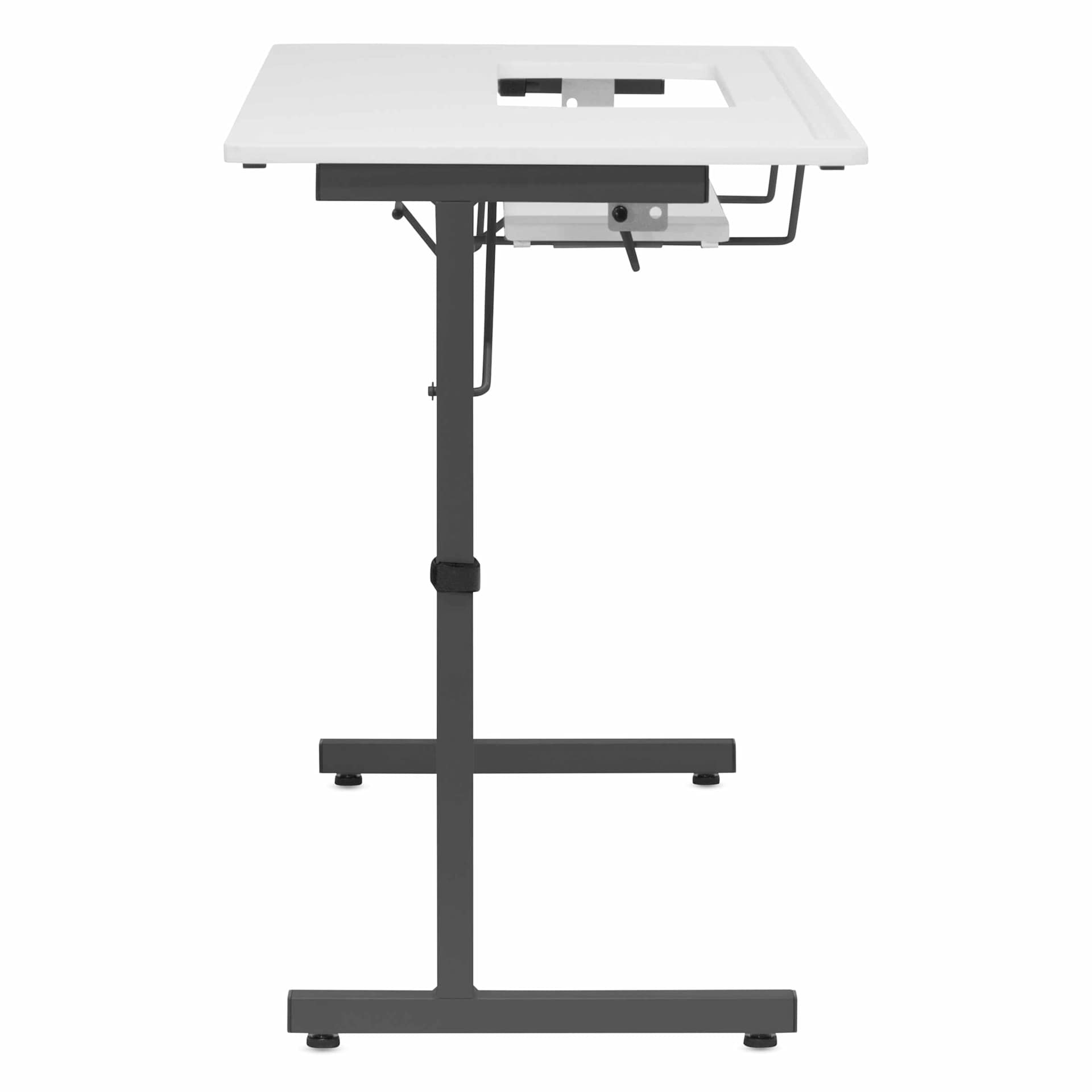 Studio Designs Rollaway II Sewing Table - Black/White, side of table