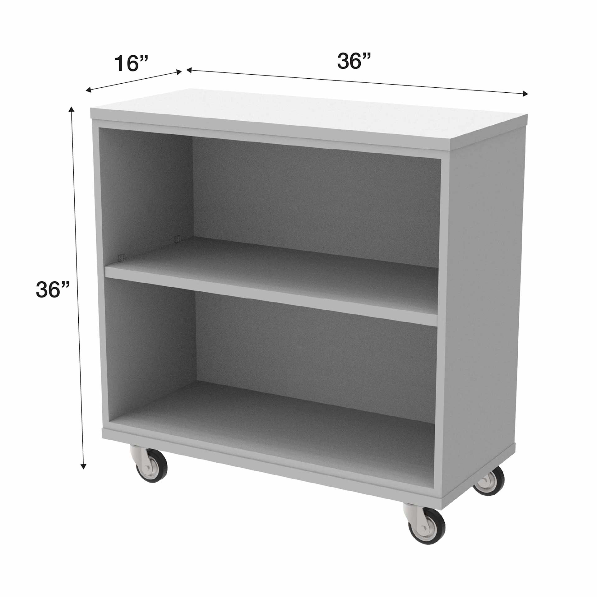 WB Mfg Single Sided Bookcase - Gray, 36" x 36" x 16"
