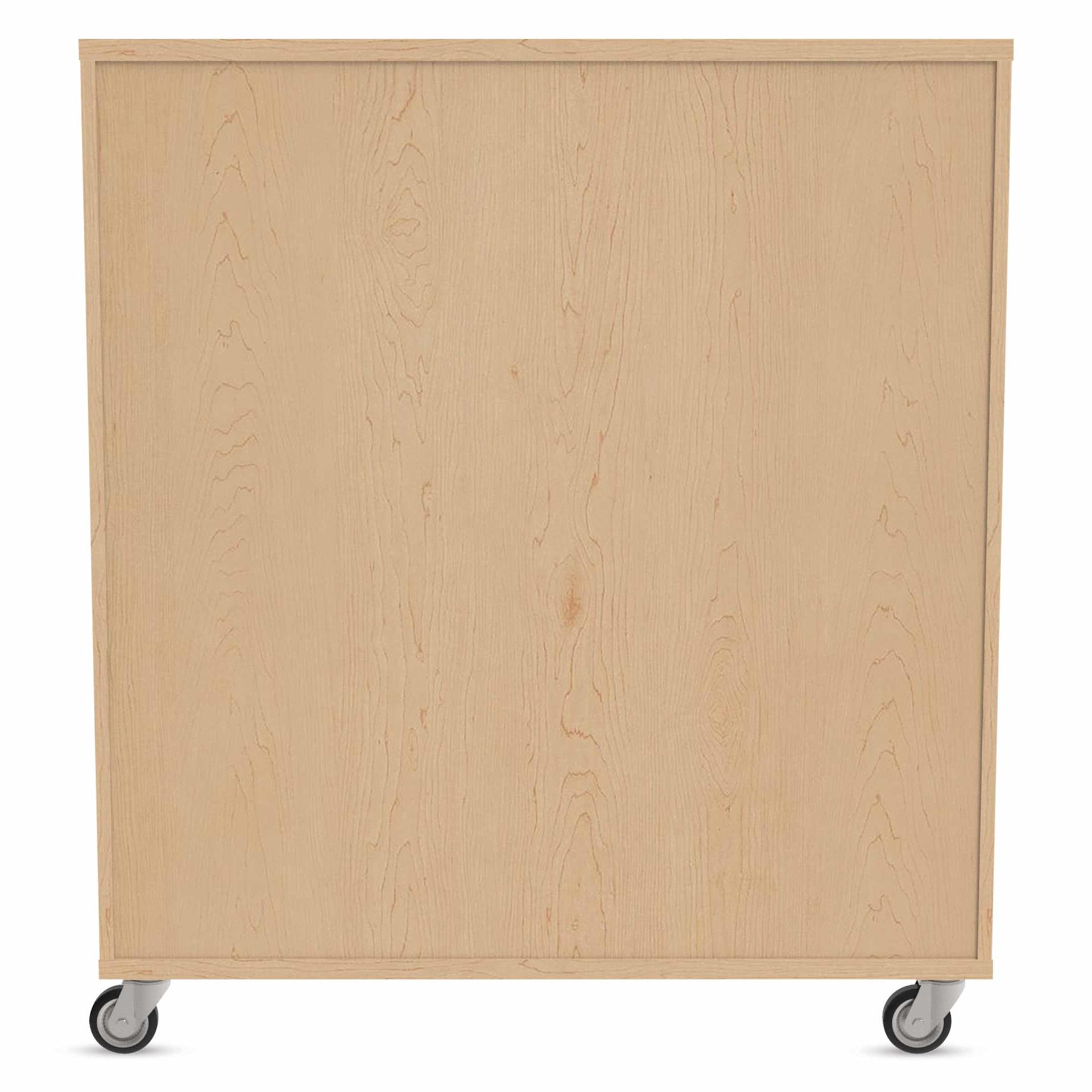 WB Mfg Tote Storage Cabinet - Maple Laminate, 42" x 48", 30 Totes, back of cabinet