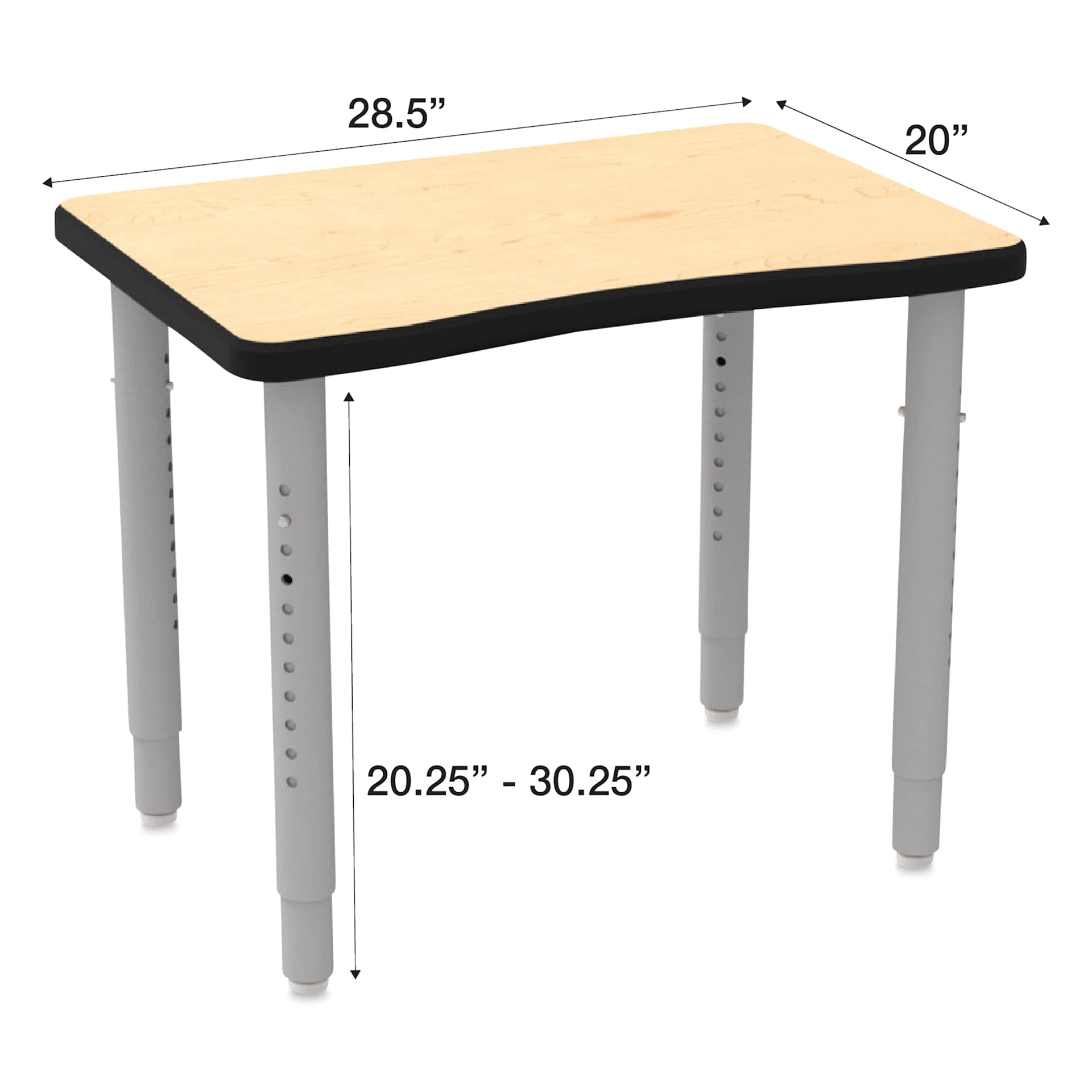 WB Mfg ELO Plymouth II Desk - Hardrock Maple Top, Medium, dimensions