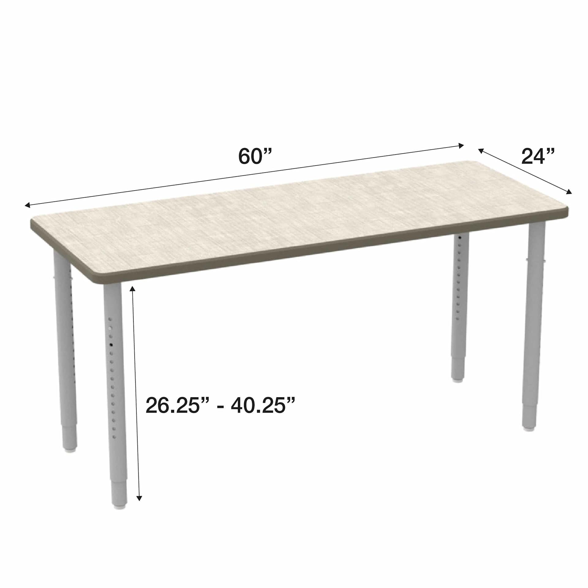 WB Mfg ELO Rectangle Table - Vision Vava Top, Tall, dimensions