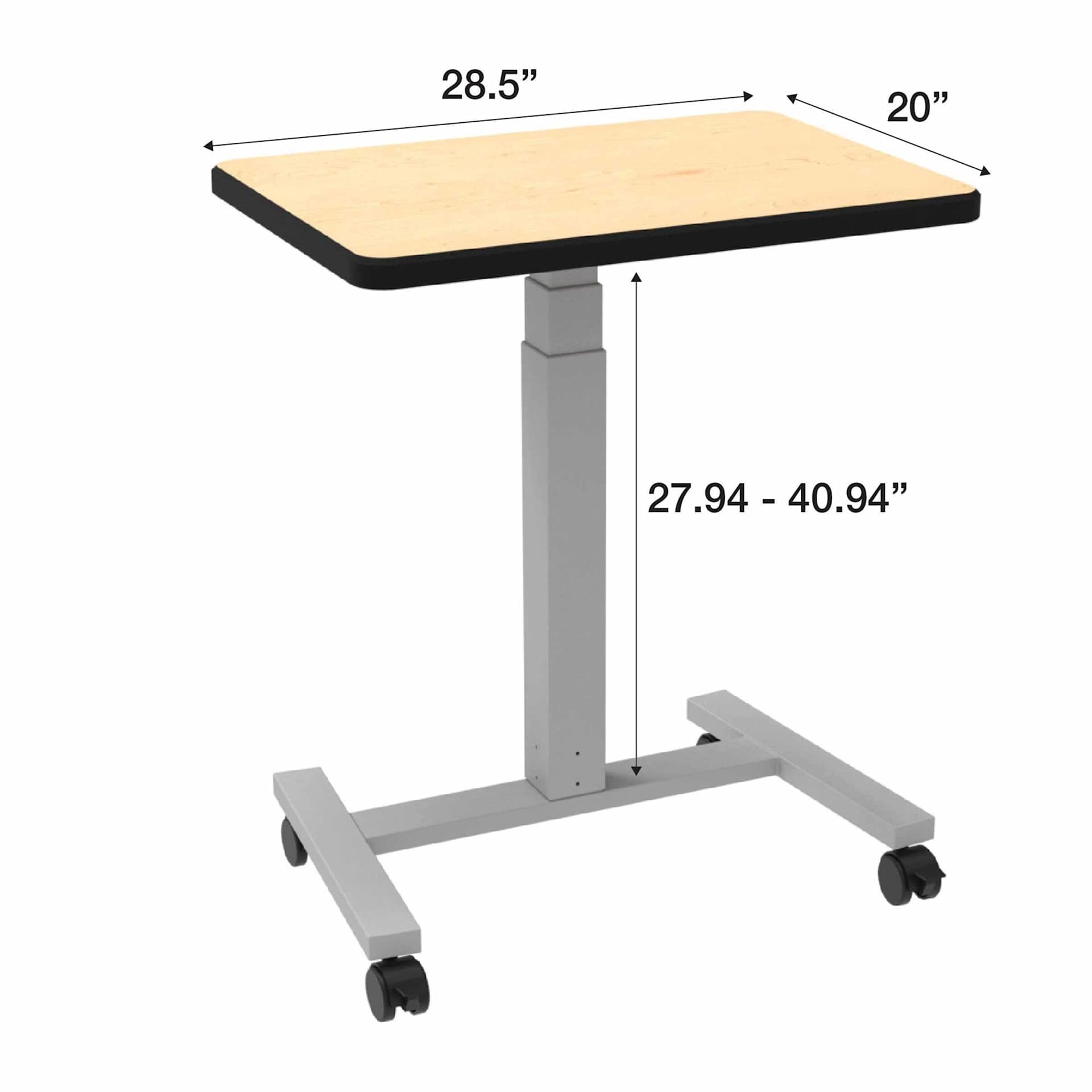 WB Mfg Elevate Plymouth Desk - Hardrock Maple Top with dimensions