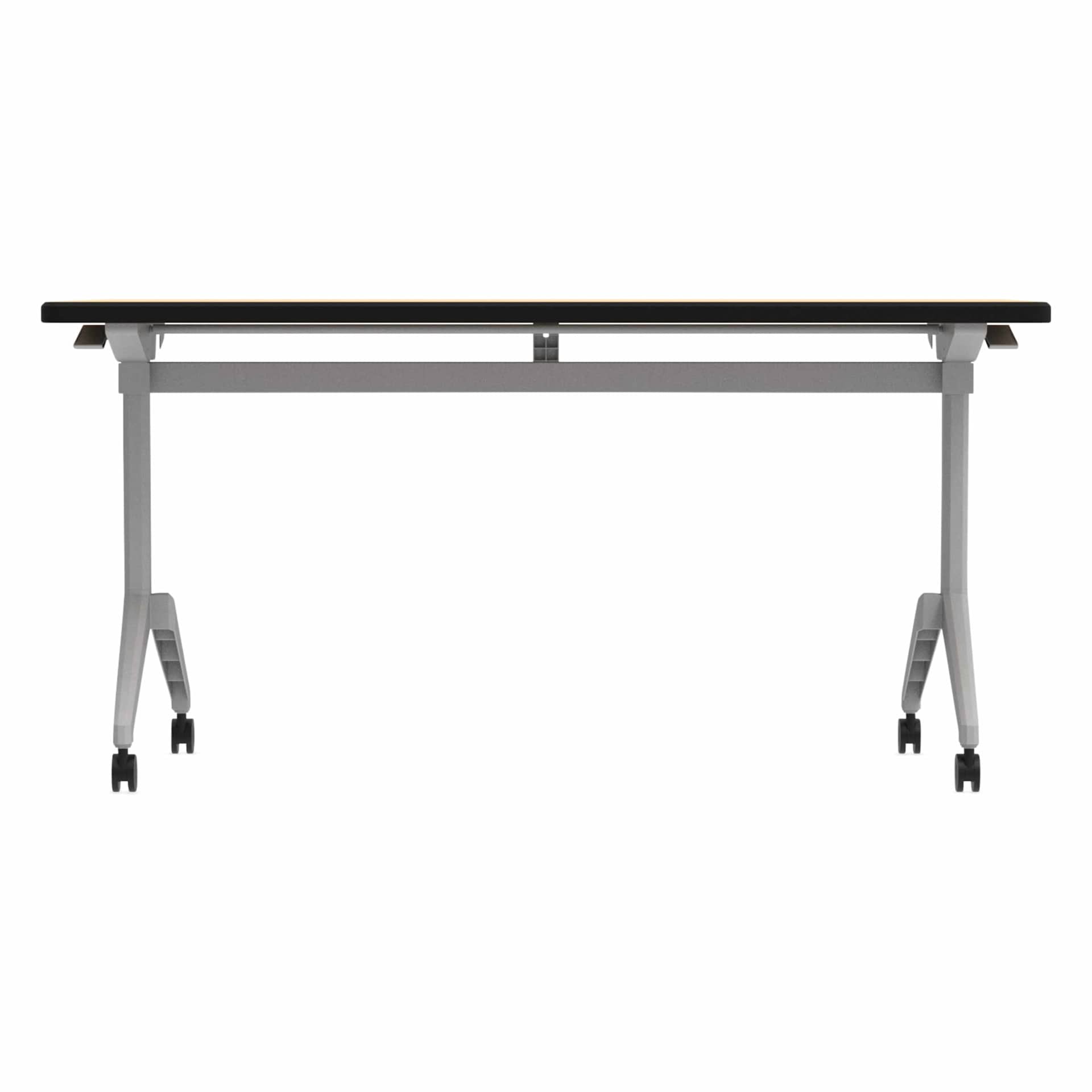 WB Mfg Flip Top Table - Hardrock Maple HPLTop with black edge, front view of table