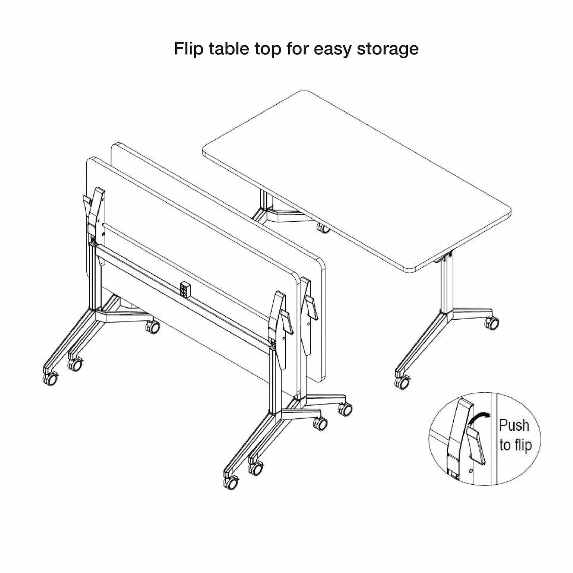 WB Mfg Flip Top Table - Hardrock Maple HPL Top, flip top table for easy storage.