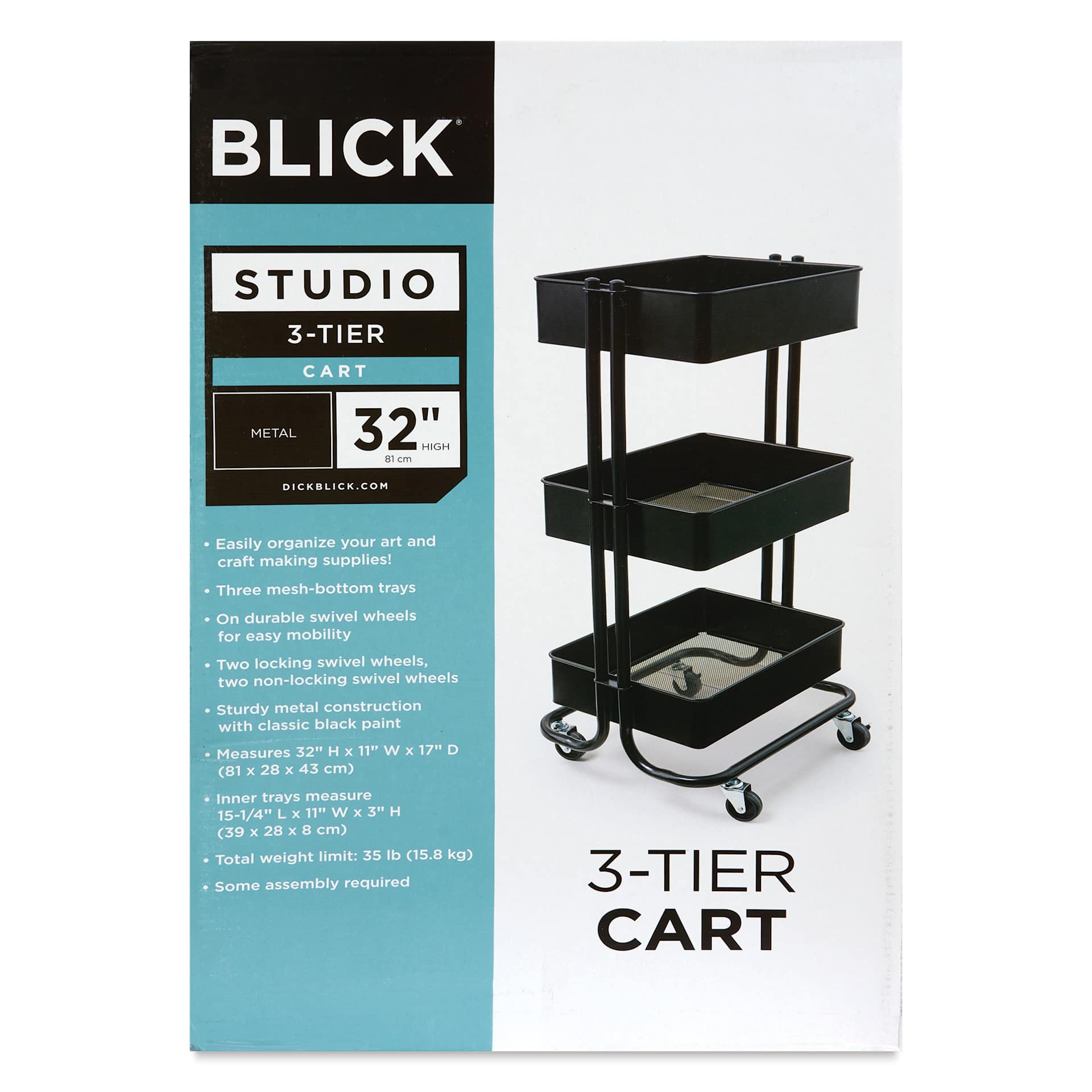 Blick 3-Tier Cart, front of packaging Blick 3-Tier Cart, front of packaging