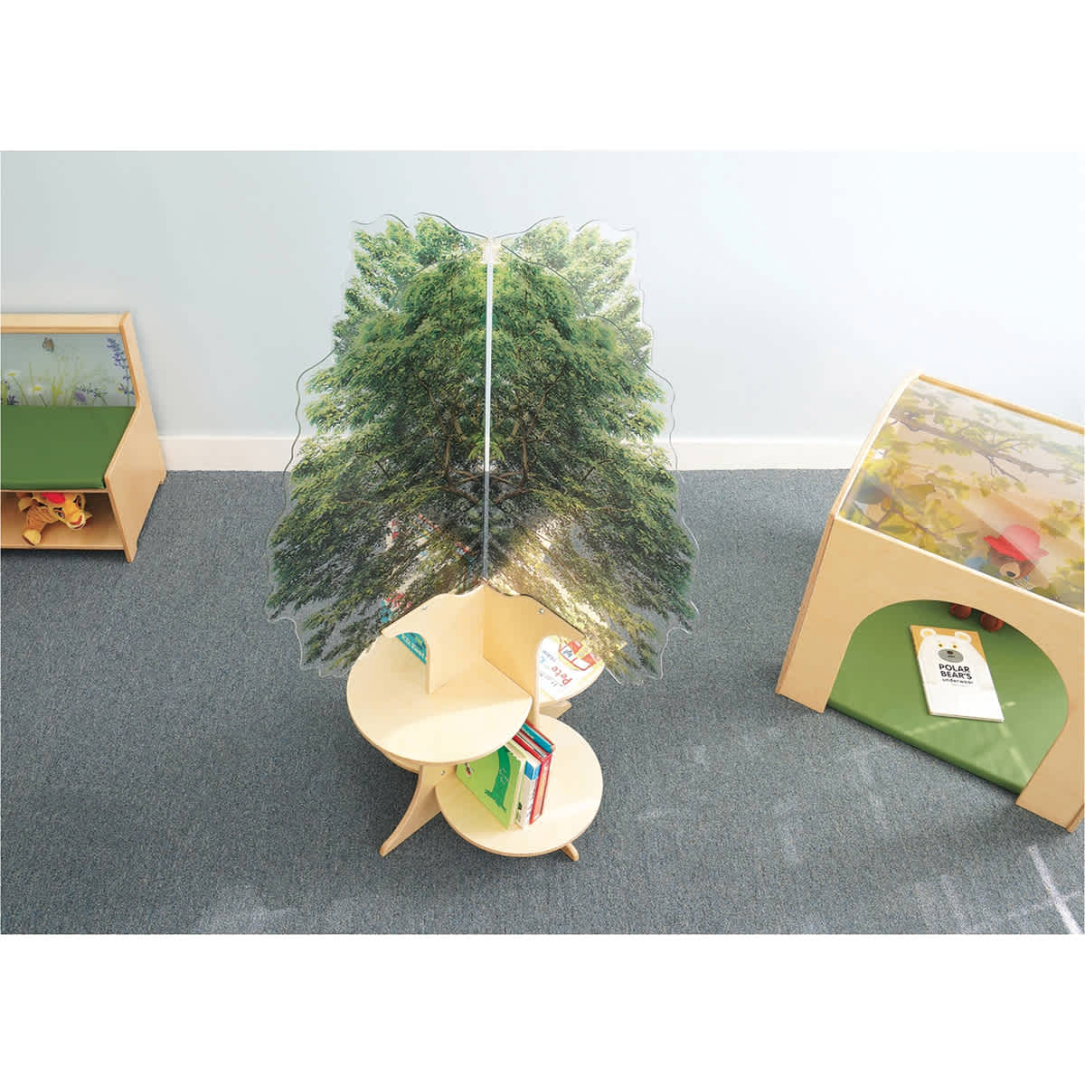 Whitney Brothers Nature View Tree Book Shelf (Top view of shelf with books, Books not included)
