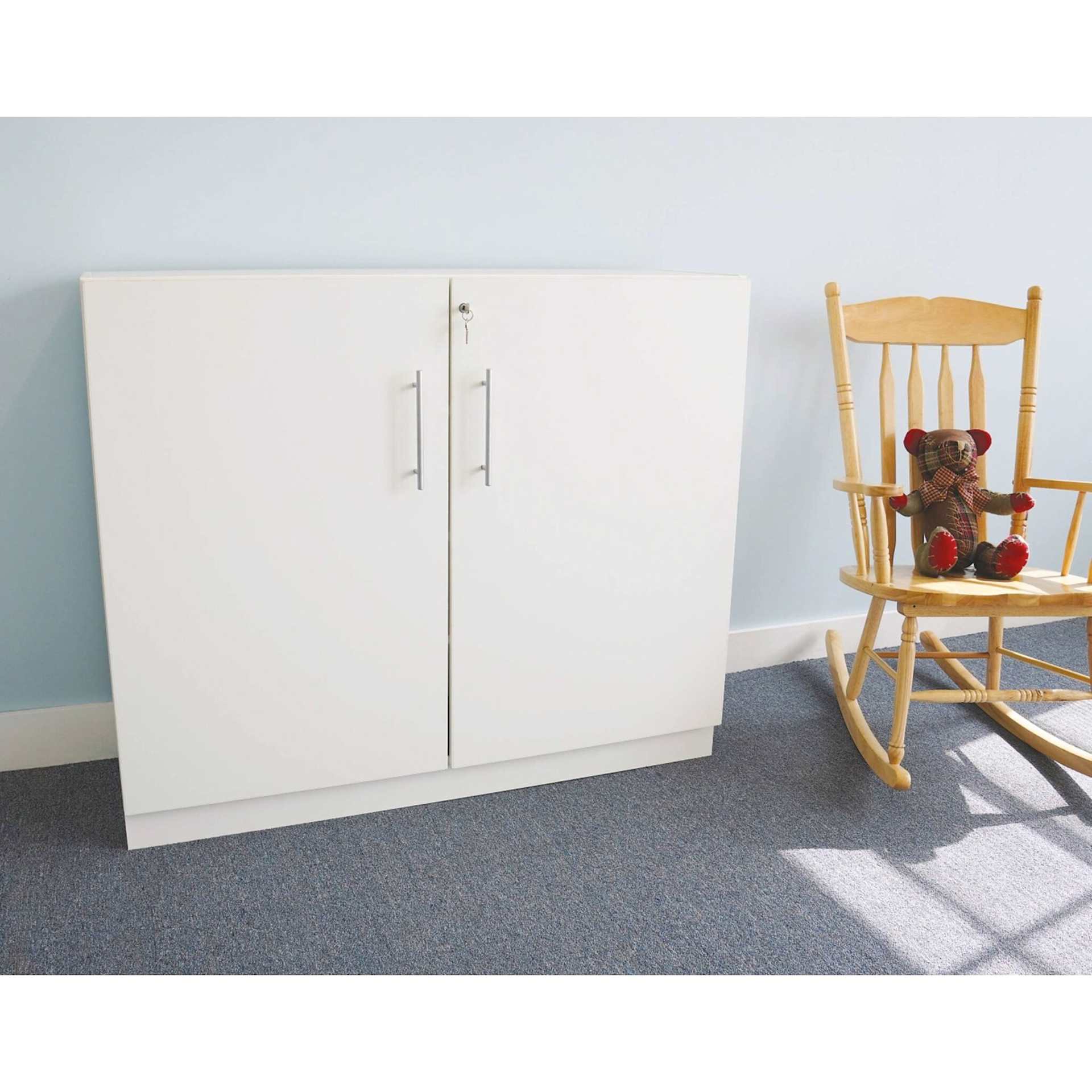 Whitney Brothers White Lockable Wall Cabinet (Cabinet doors closed)