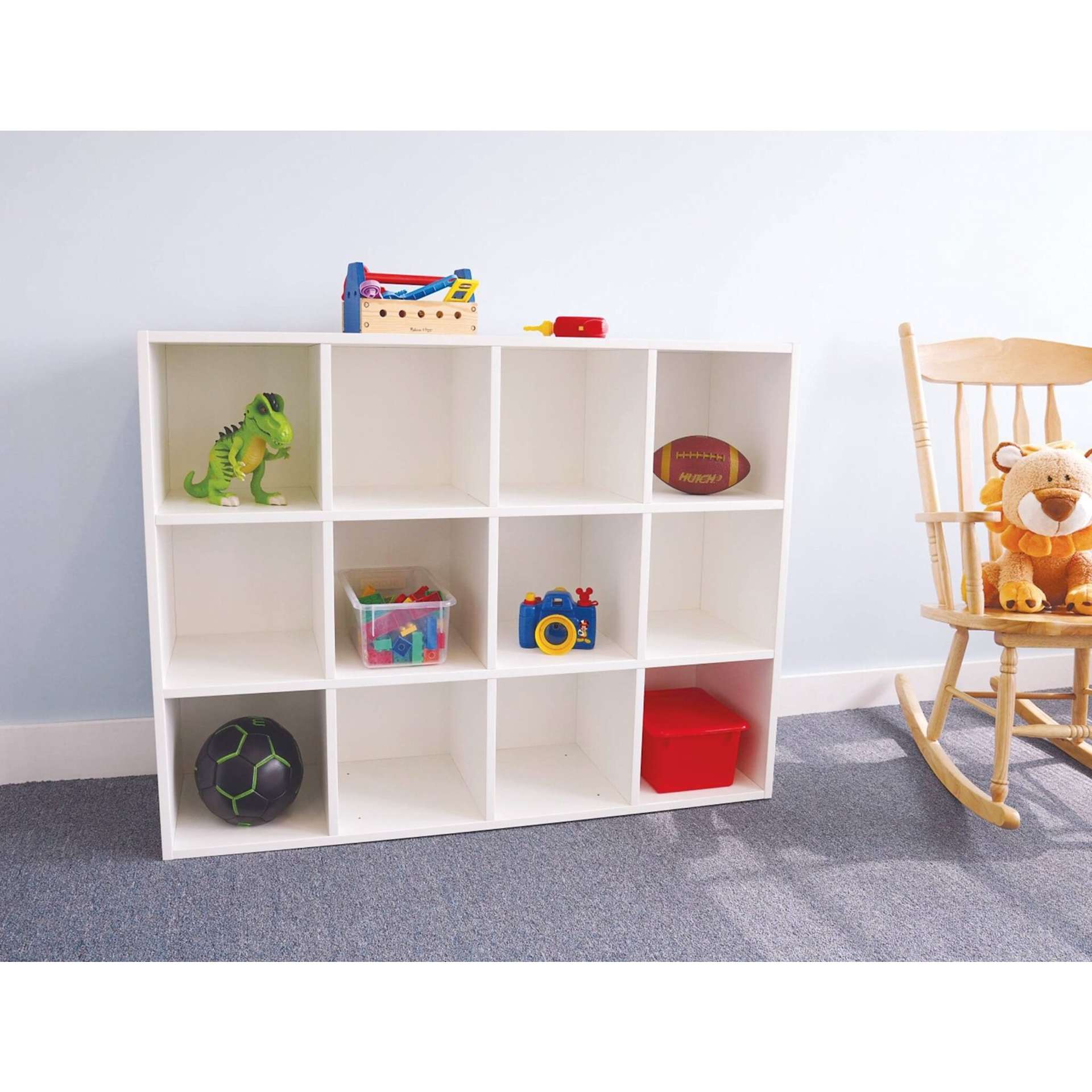 Whitney Brothers White 12 Cubby Backpack Storage Cabinet (Toys in cabinets)