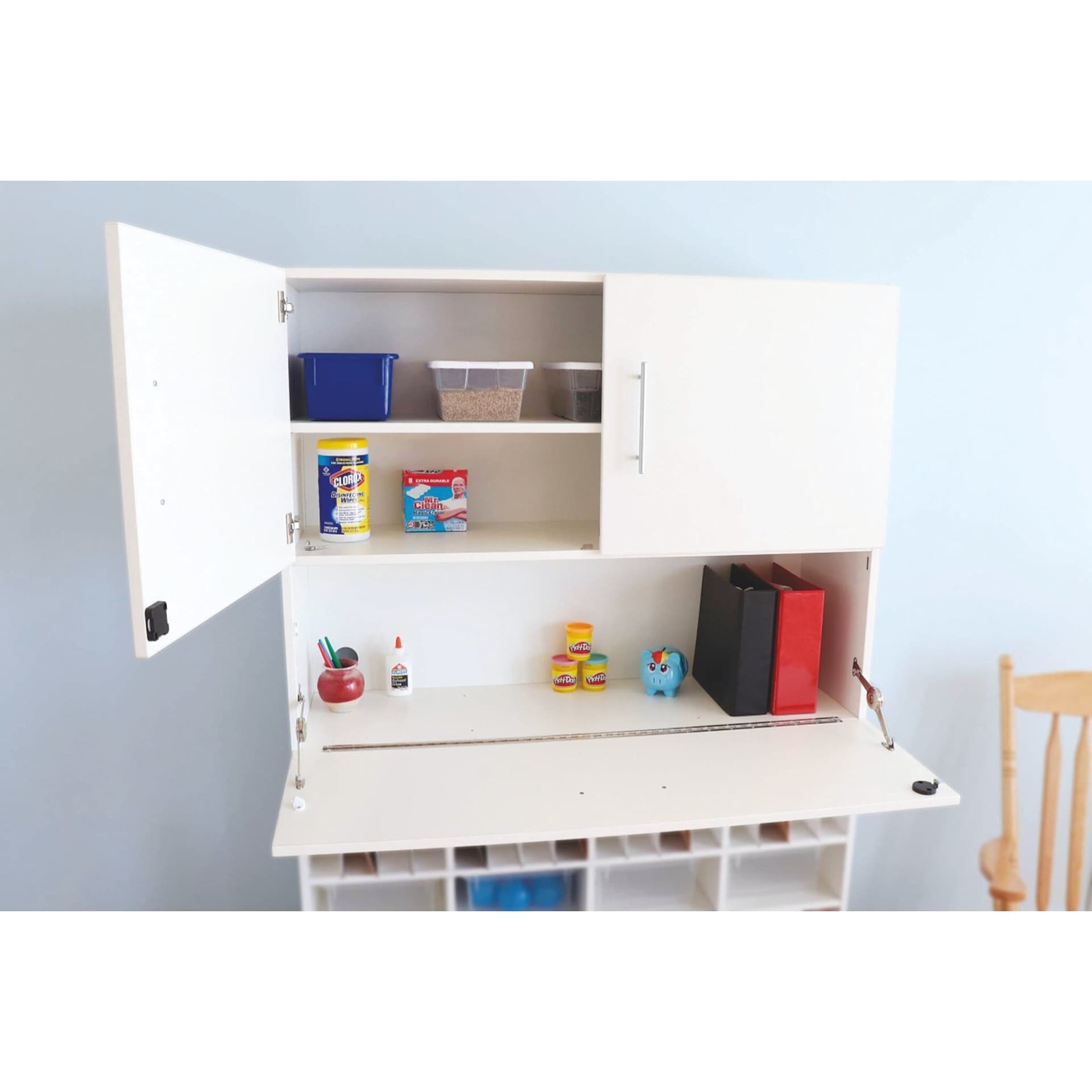 Whitney Brothers White Workstation Cabinet (Cabinet door open)