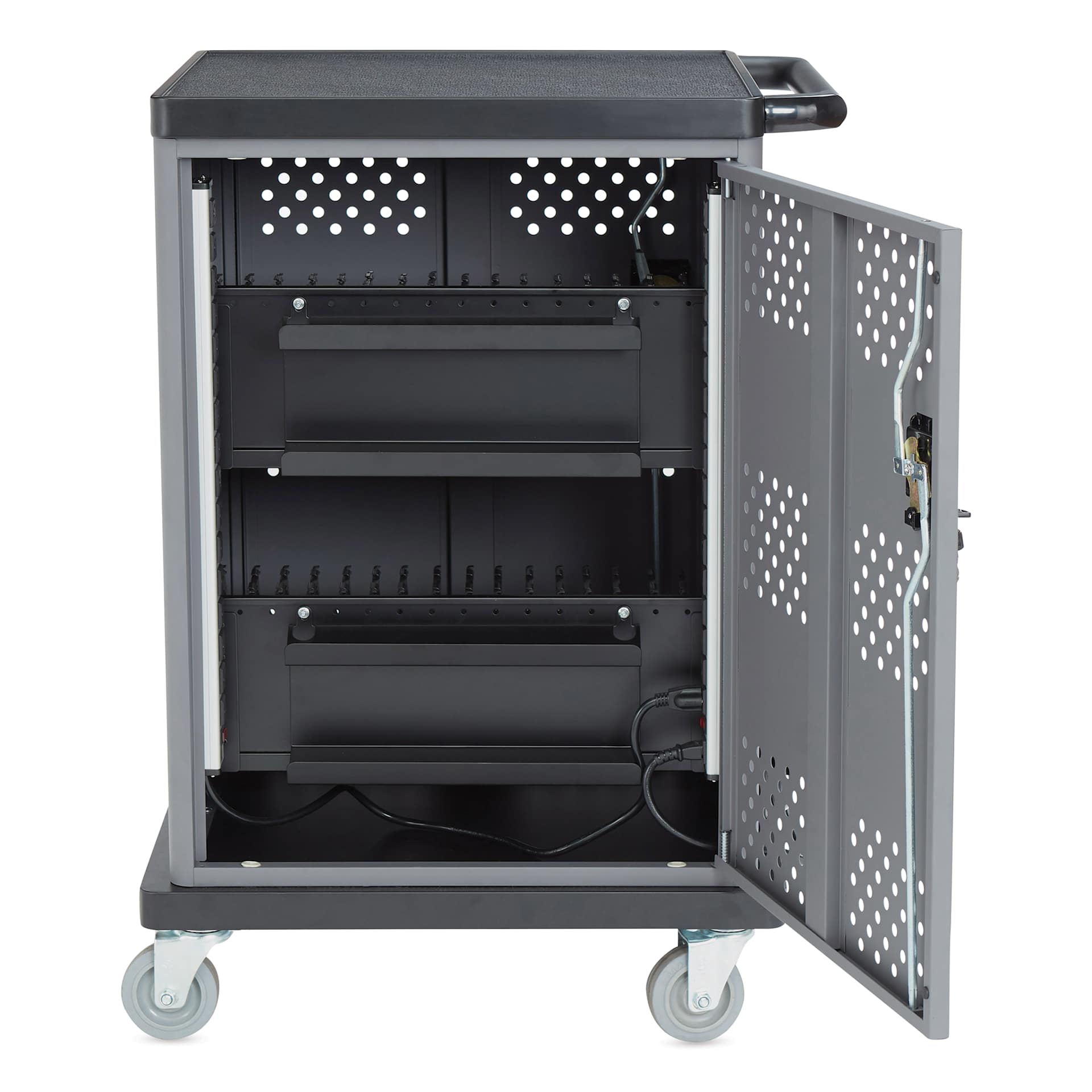 Oklahoma Sound Duet Charging Cart (Cart door open)