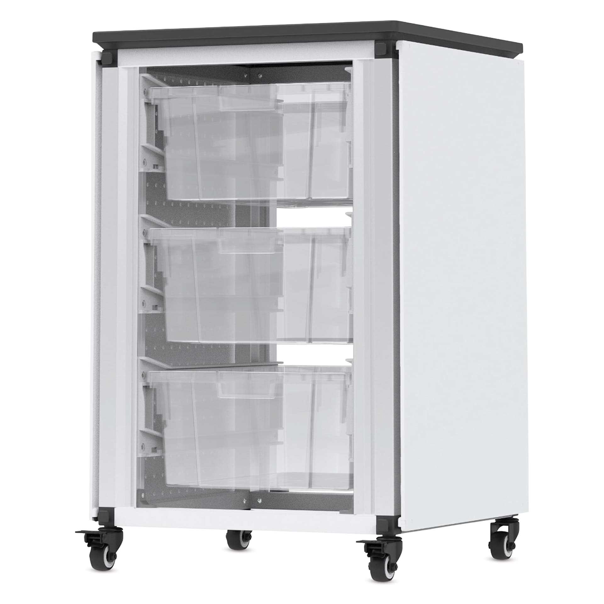 Modular Storage Cabinet, whiteboard side of the single module with 3 large binds. 