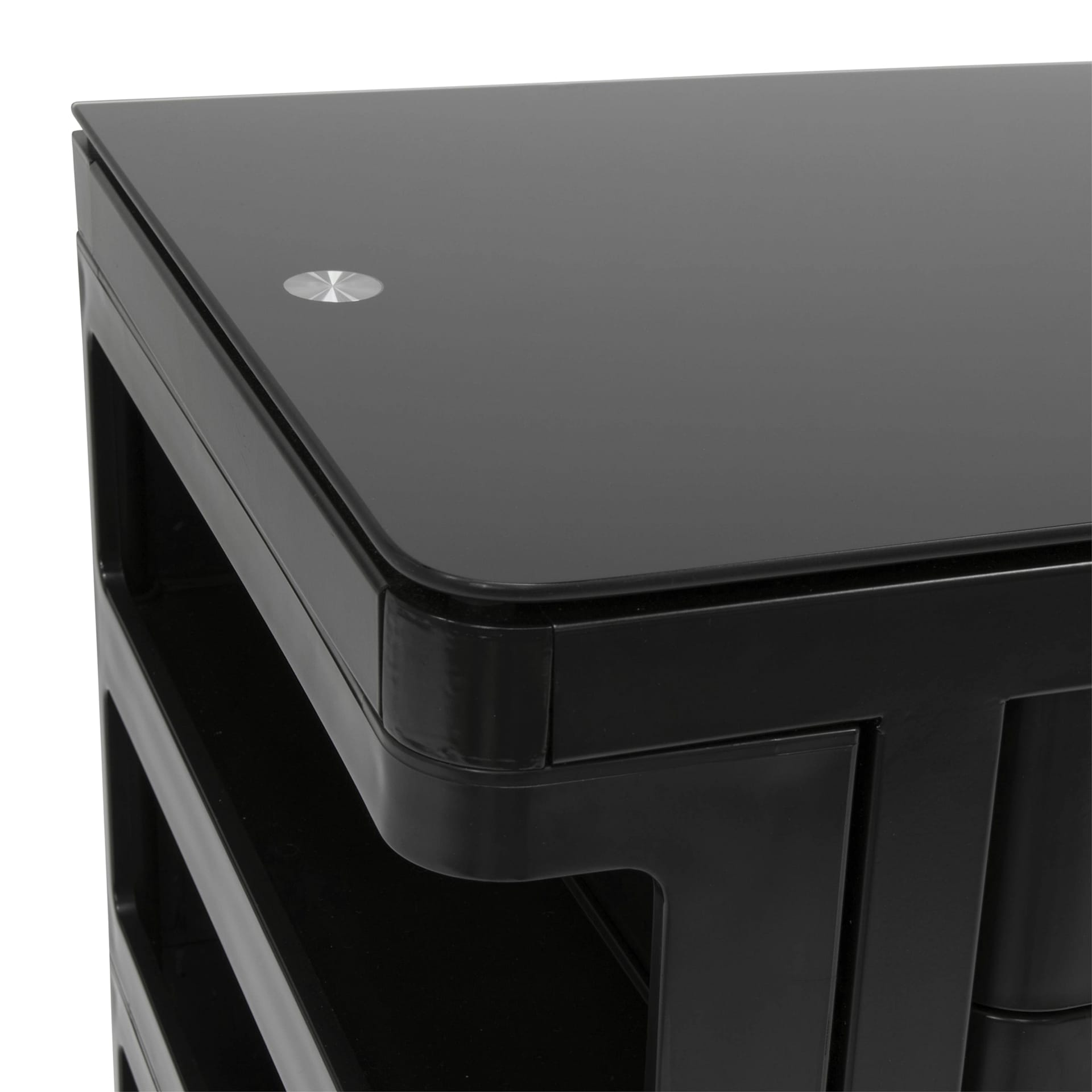 Studio Designs Kubx Cart, close-up of glass top