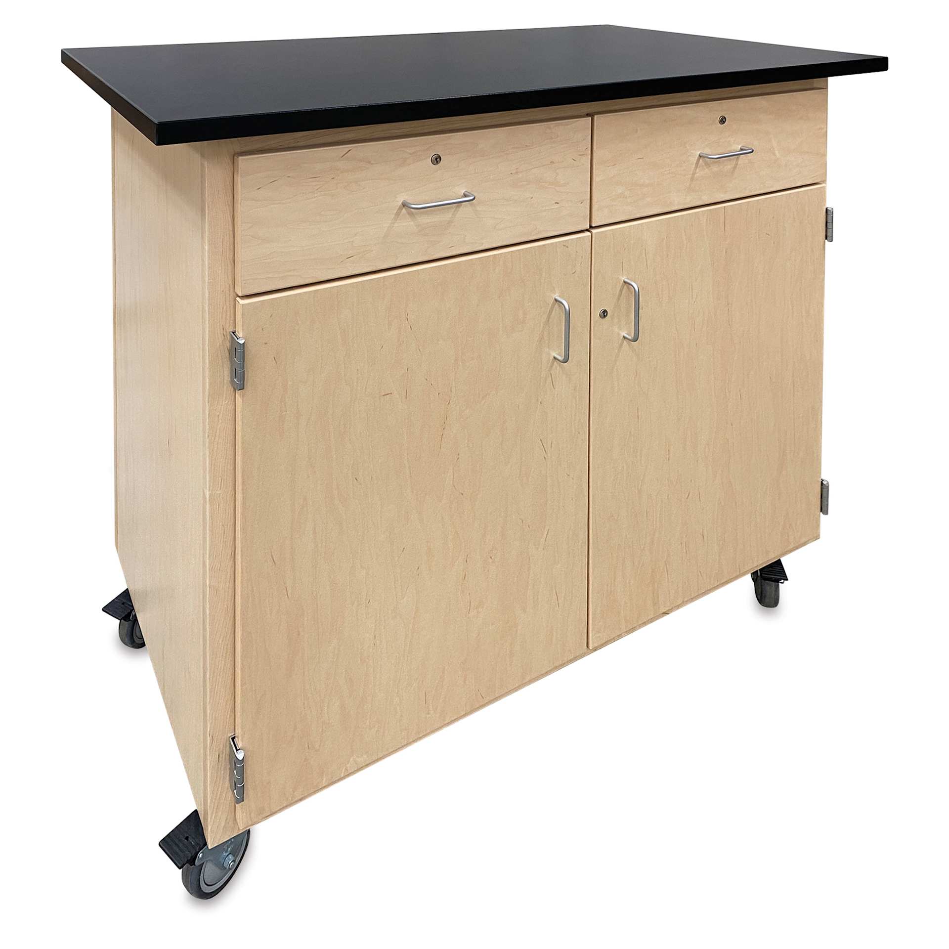 Hann Mobile Project Support Cabinet - Natural, 1 Adjustable Shelf and 2 Drawers