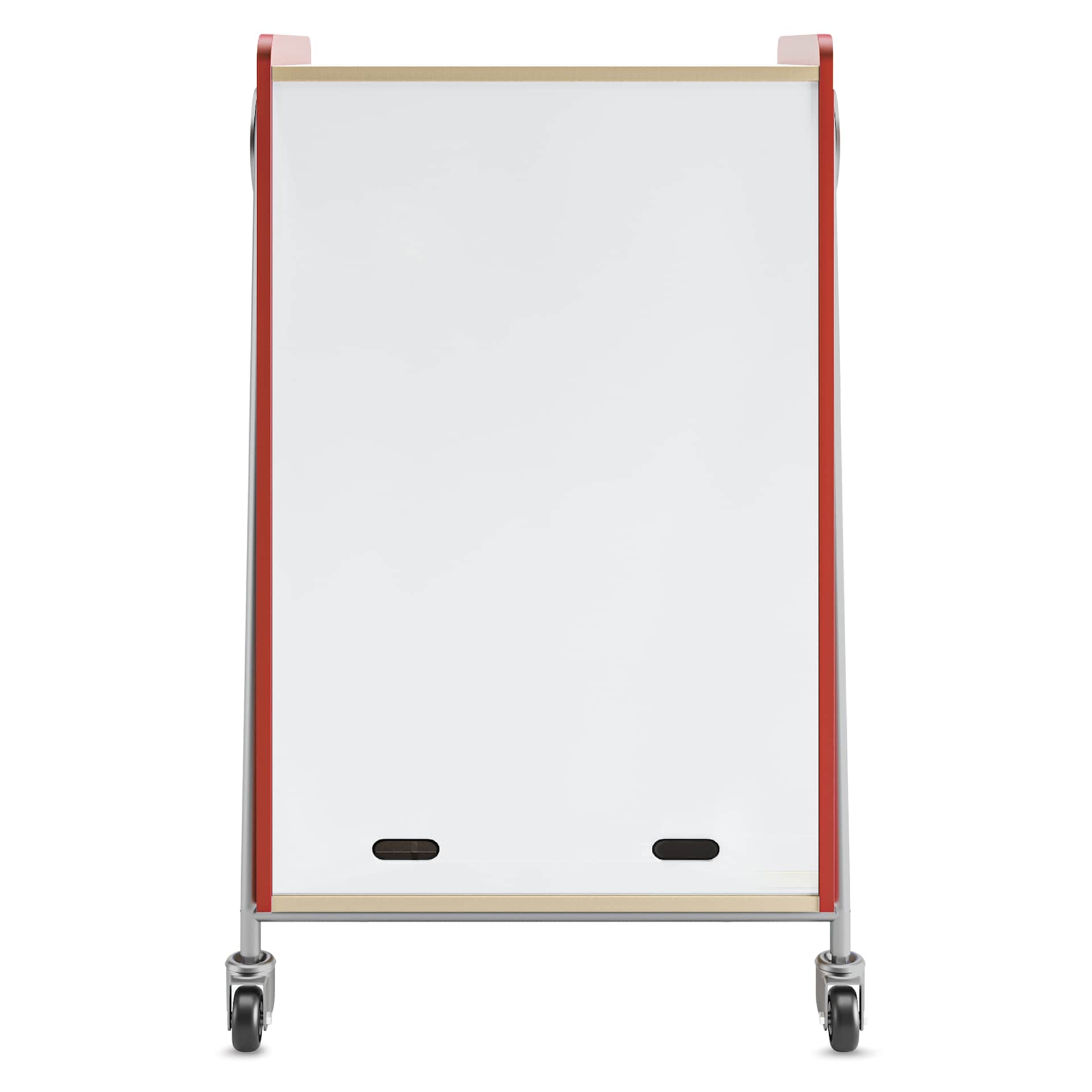 Safco Whiffle Typical 2 Double Storage Cart - Red, dry-erase laminate in the back of the cart