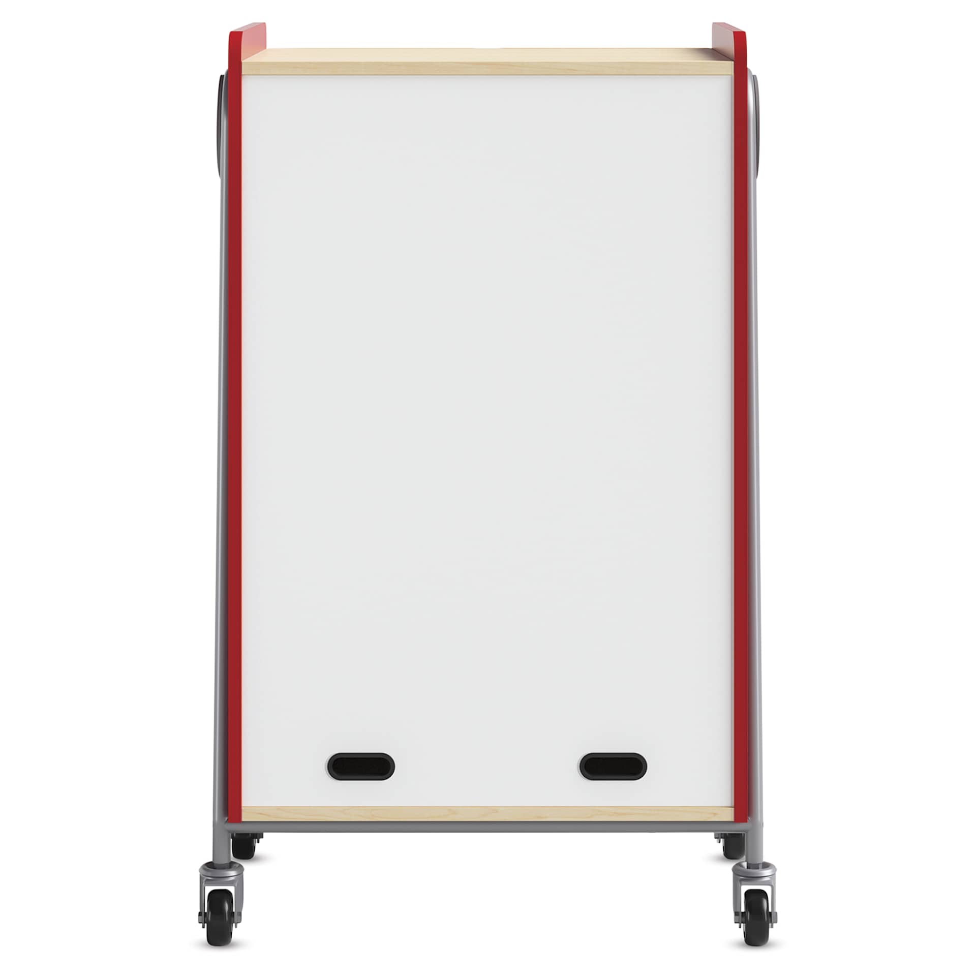 Safco Whiffle Typical 14 Double Storage Cart - Red, laminated dry-erase back of the cart