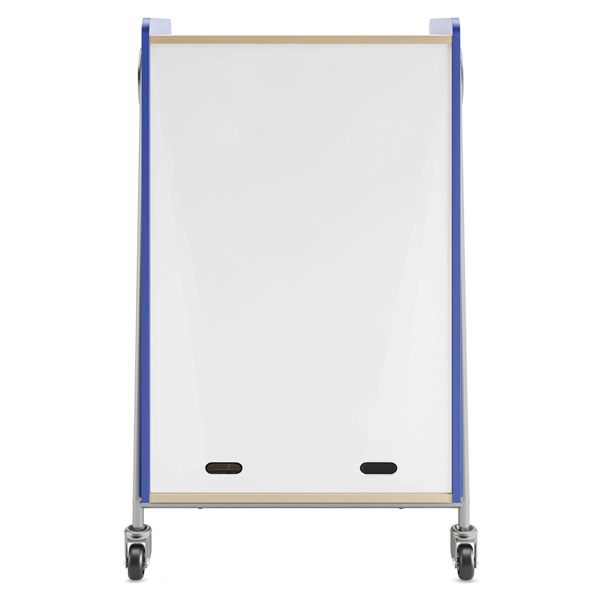 Safco Whiffle Typical 2 Double Storage Cart - Spectrum Blue, dry-erase laminate in the back of the cart