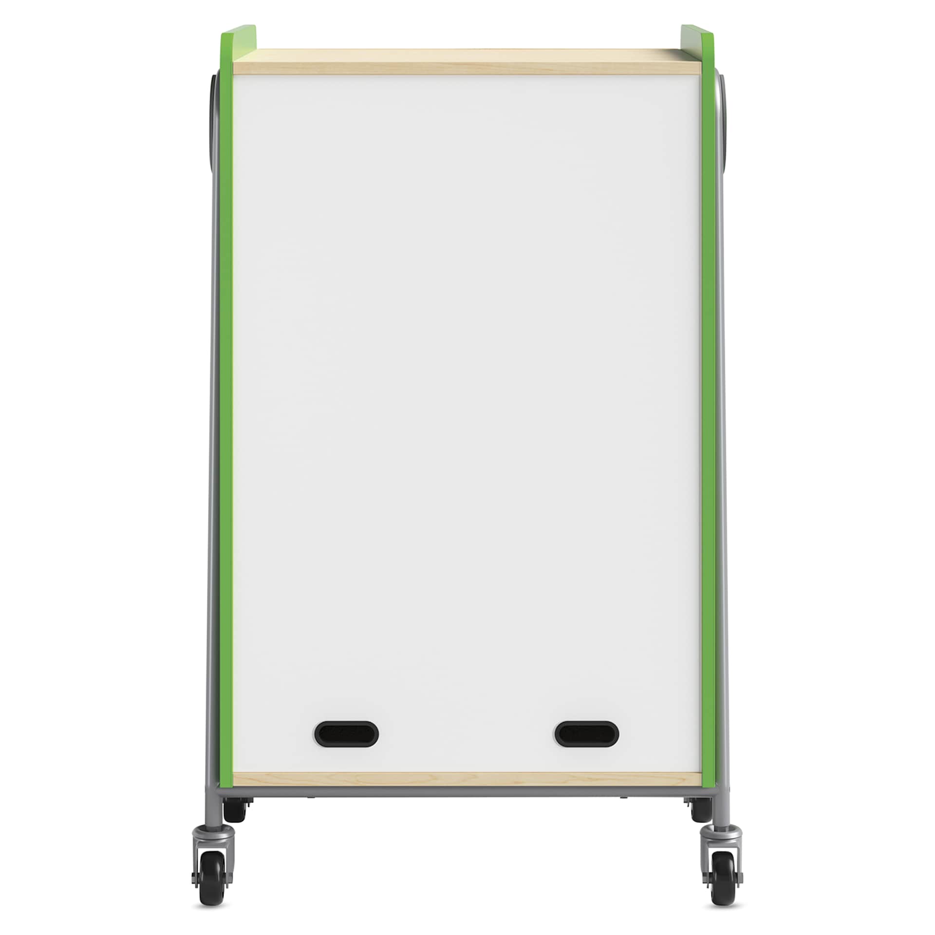 Safco Whiffle Typical 14 Double Storage Cart - Green, laminated dry-erase back of the cart