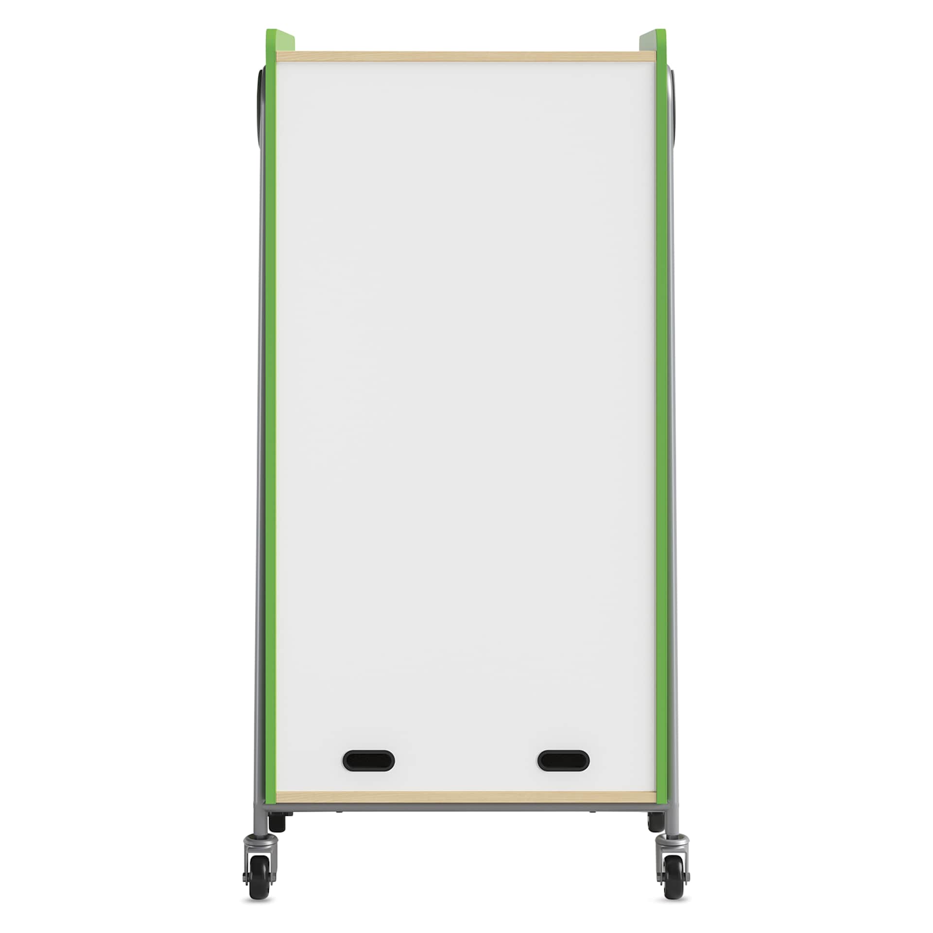 Safco Whiffle Typical 15 Double Storage Cart - Green, dry-erase laminate in the back of the cart