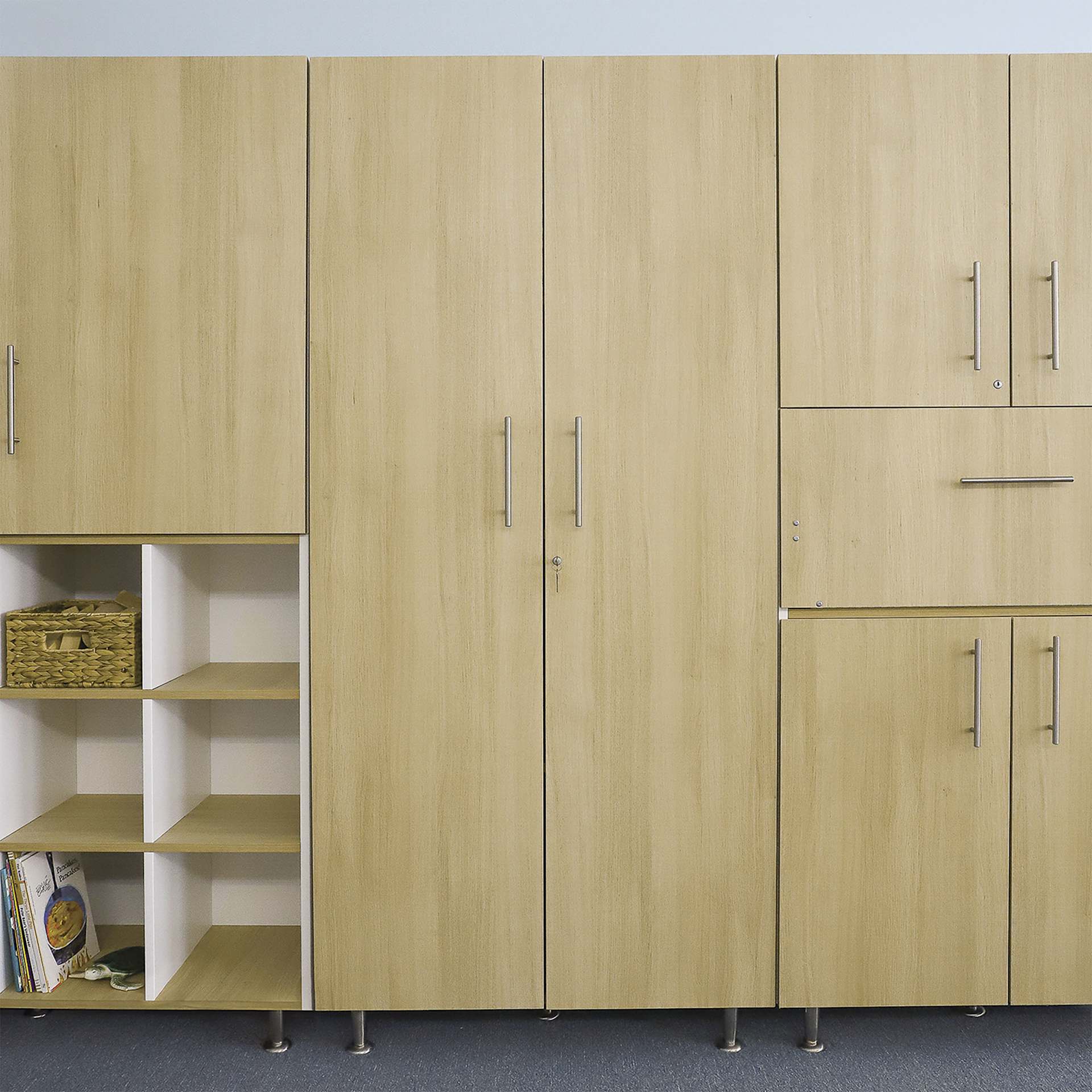 Whitney Brothers ElevatED Tall and Wide Cabinet, inside of a classroom