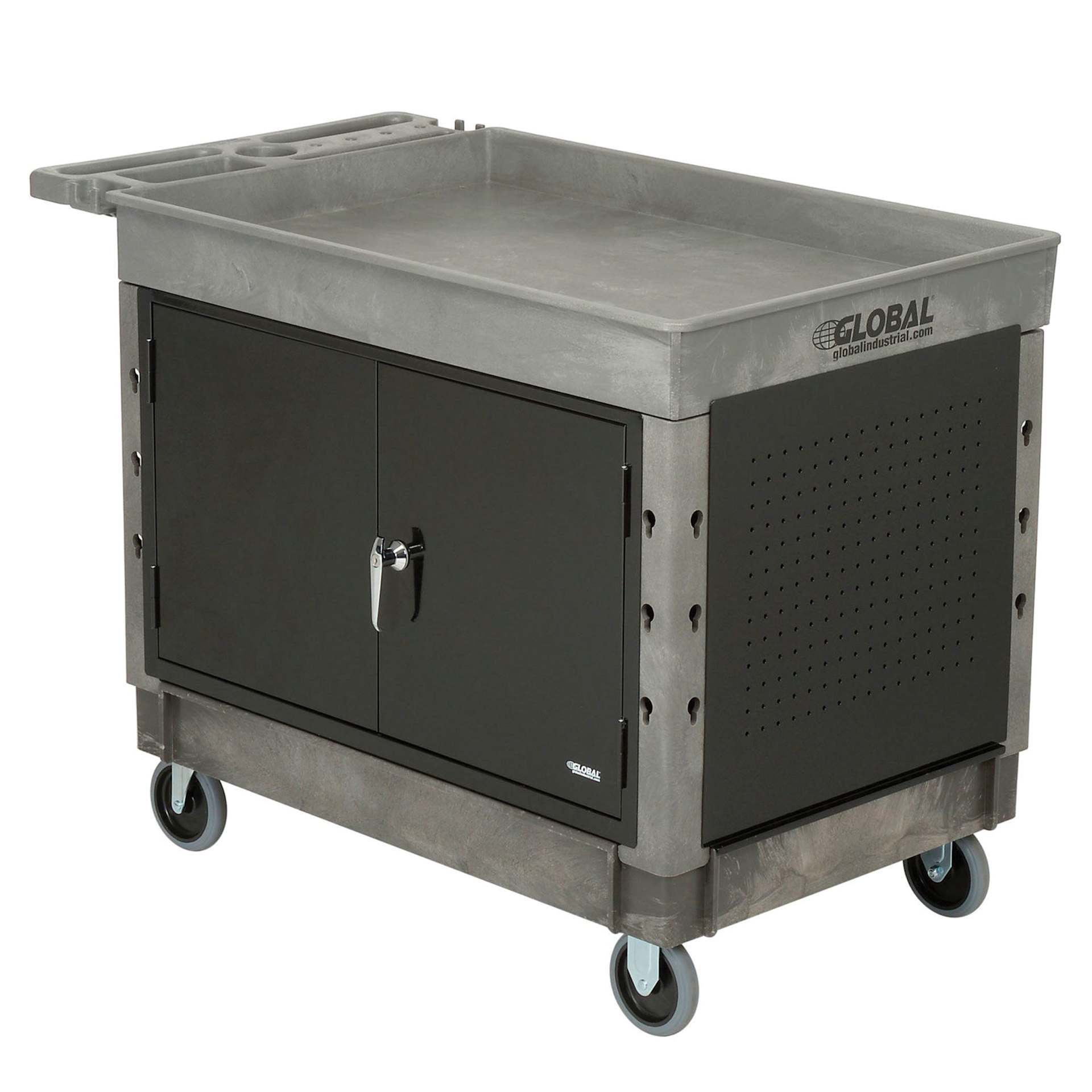 Global Industrial Top Tray Shelf Utility Cart, at an angle