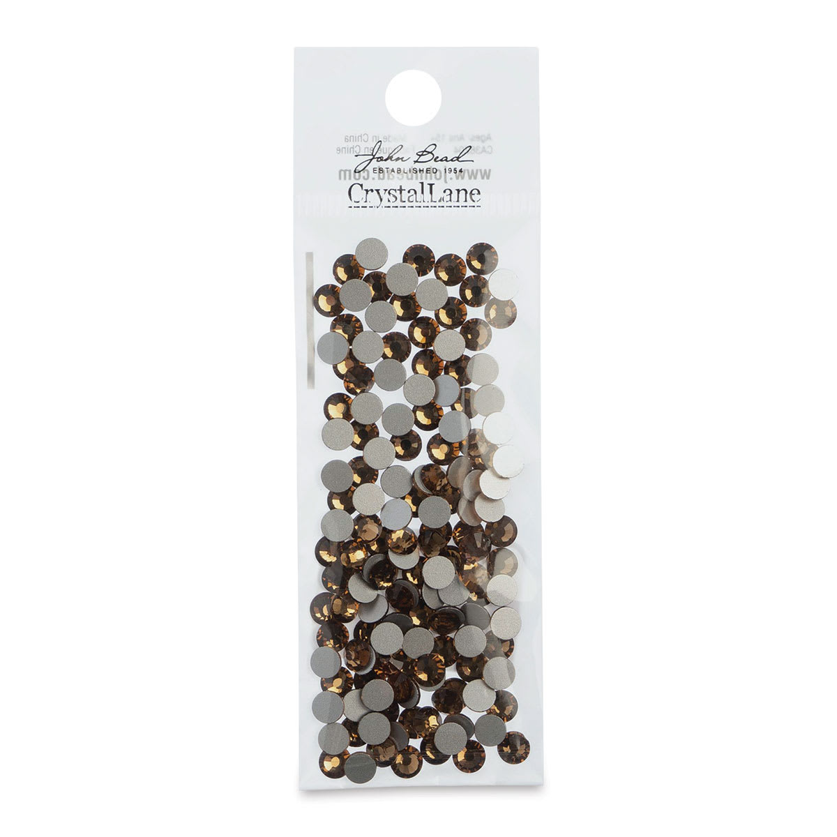 John Bead Crystal Lane Flat Back Rhinestones - Smoked Topaz, 4.7 mm, Package of 144 (In packaging)