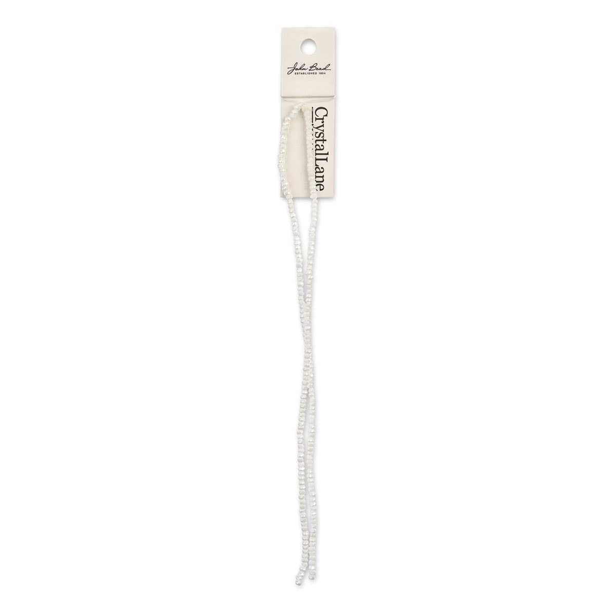 John Bead Crystal Lane Rondelle Bead Strands - White, Opaque, AB, 7"