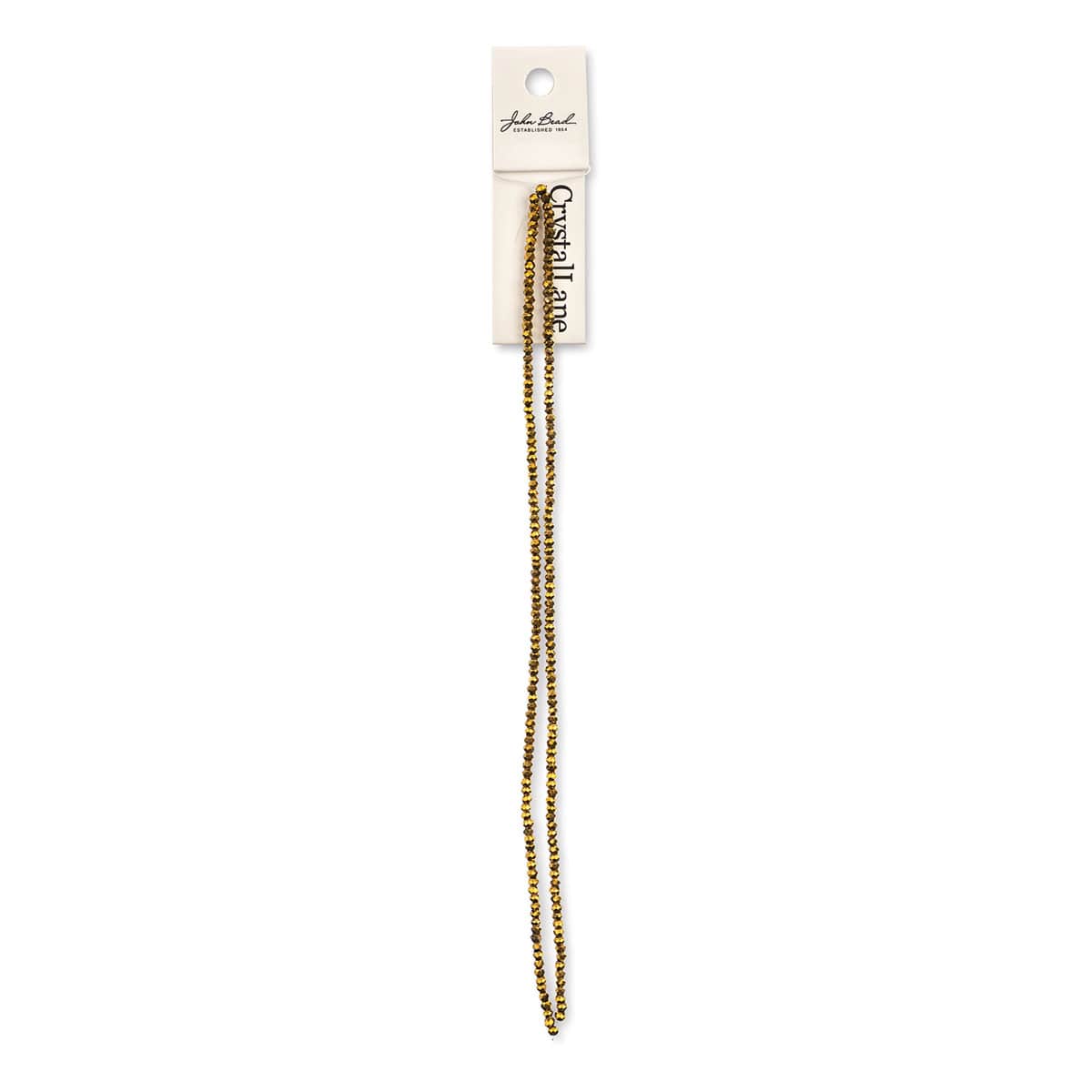 John Bead Crystal Lane Rondelle Bead Strands - Gold, Opaque, Iris, 7"