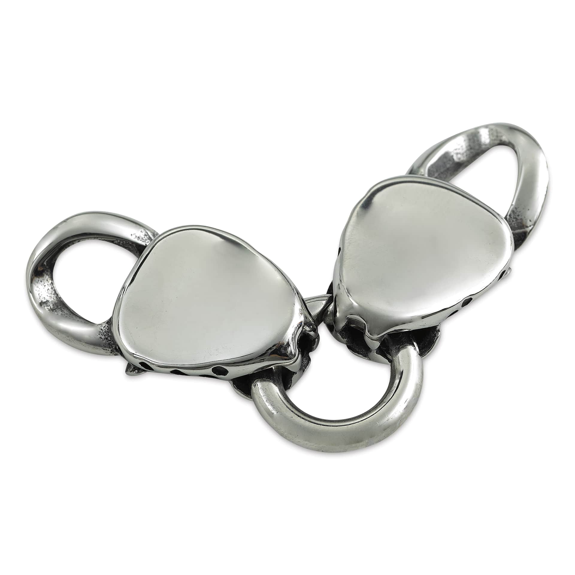 John Bead Stainless Steel Antique Silver Clasp - Leopard Head, 32 x 17 mm, underneath