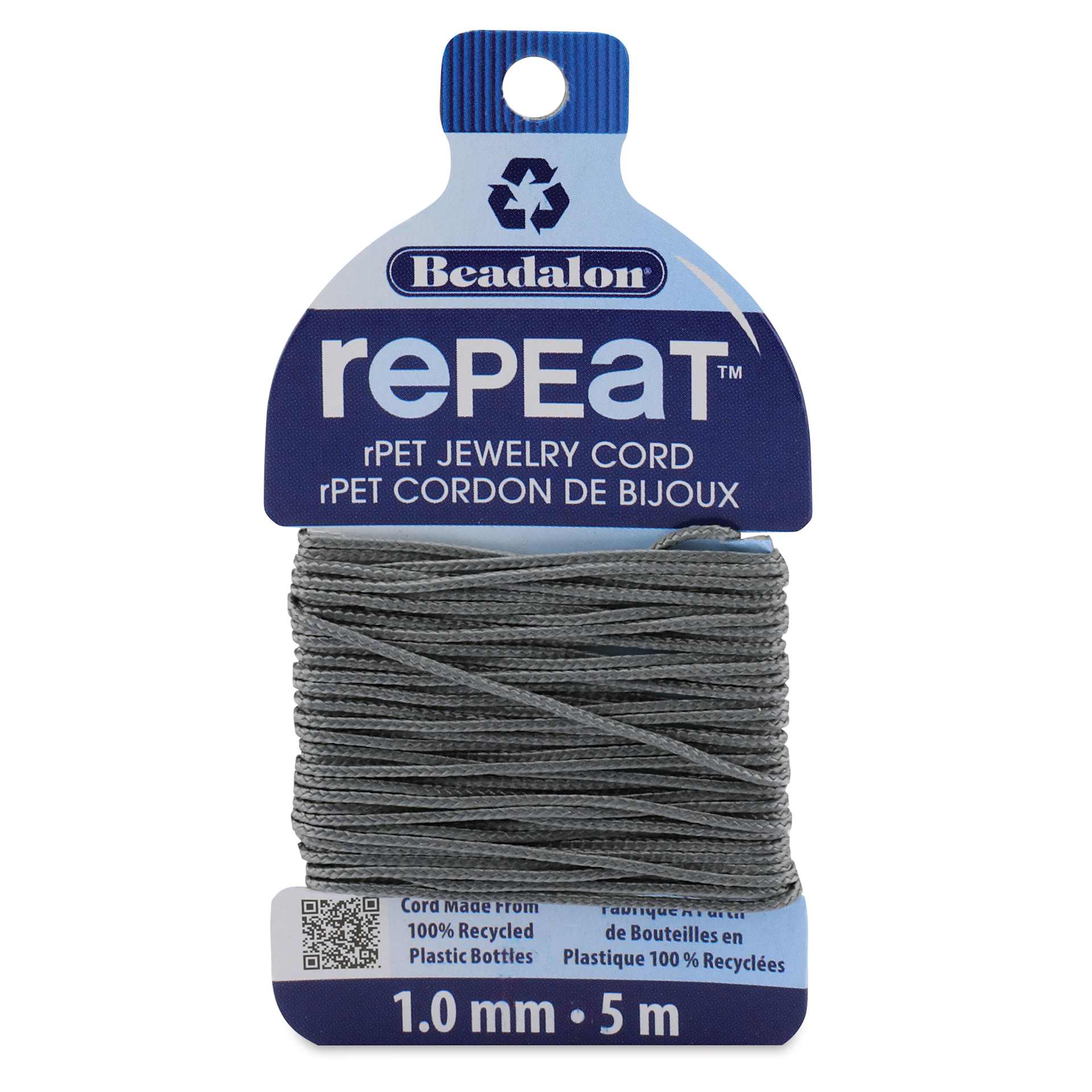 Beadalon Repeat Jewelry Cord - 1 mm x 5 m, Gray