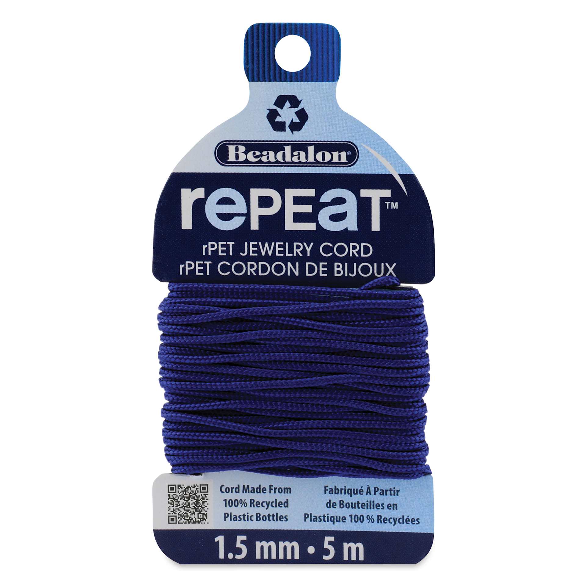 Beadalon Repeat Jewelry Cord - 1.5 mm x 5 m, Navy Blue