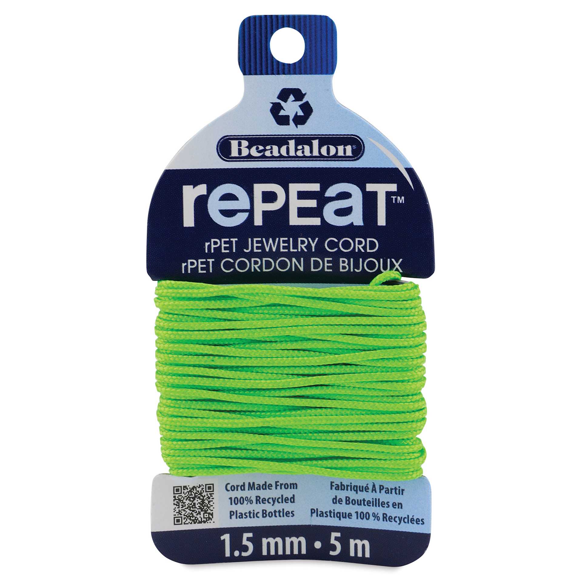 Beadalon Repeat Jewelry Cord - 1.5 mm x 5 m, Lime Green 