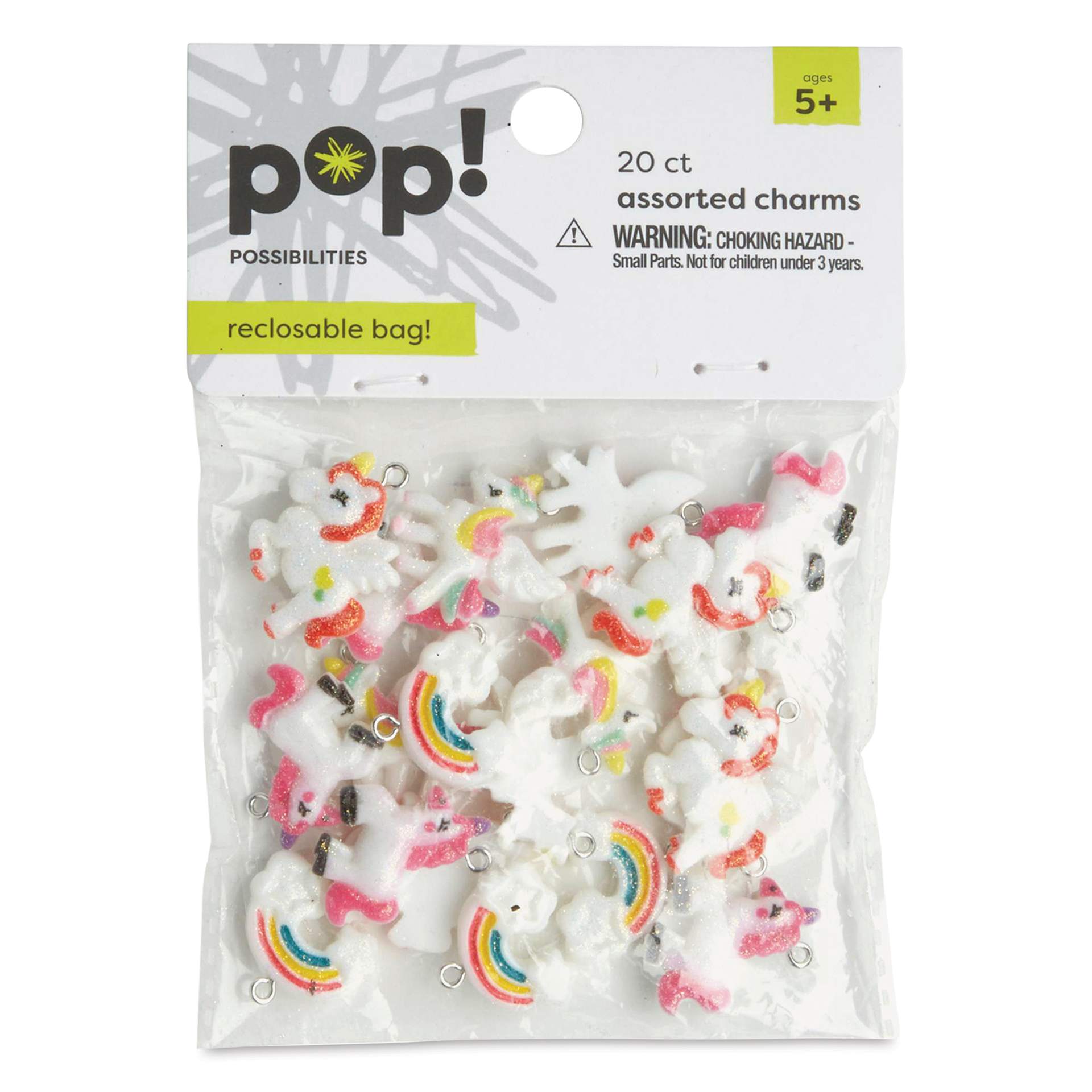 Pop! Charms - Glitter Unicorns, Pkg of 20, front of the packaging