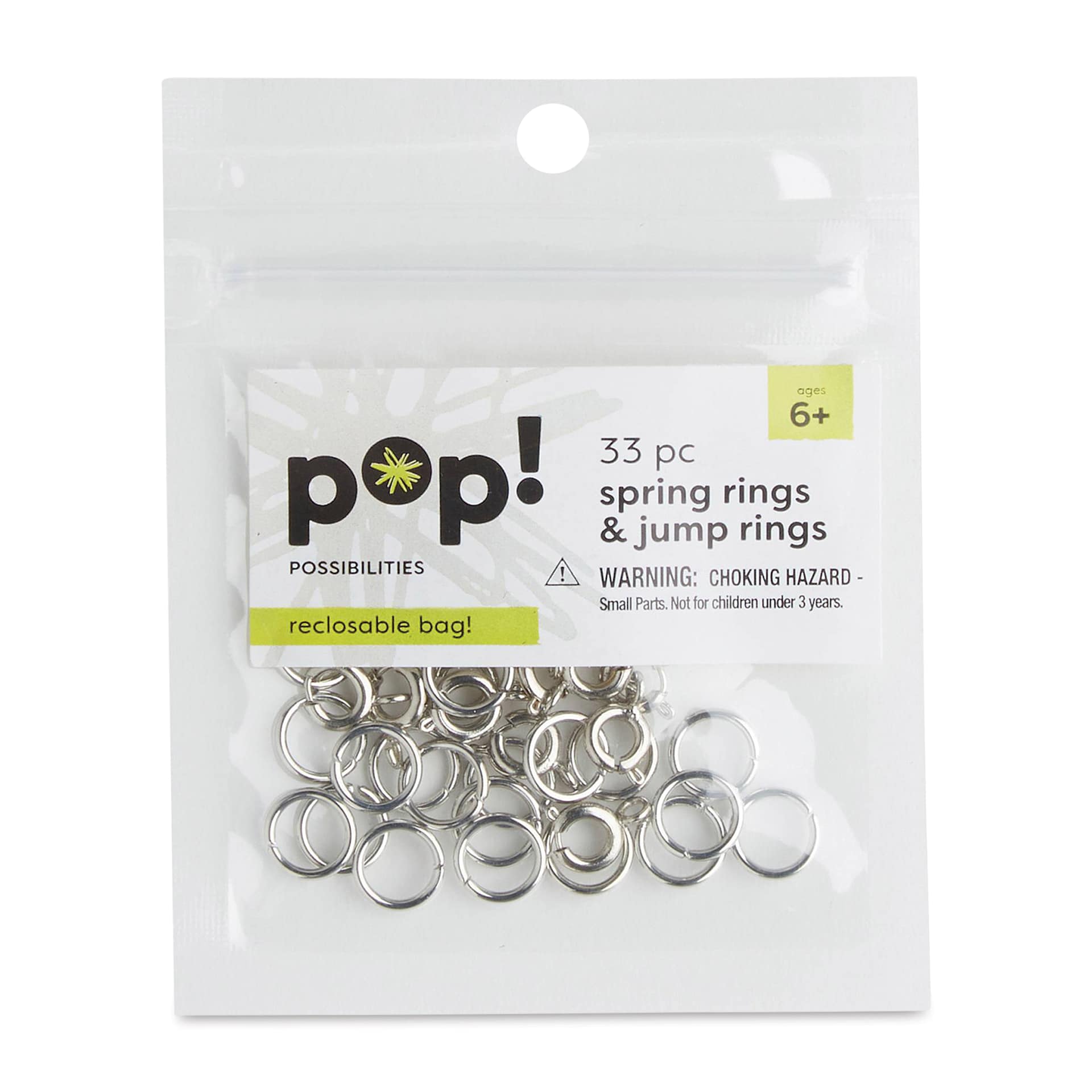 Pop! Spring Rings and Jump Rings Findings - Pkg of 33, front of the packaging