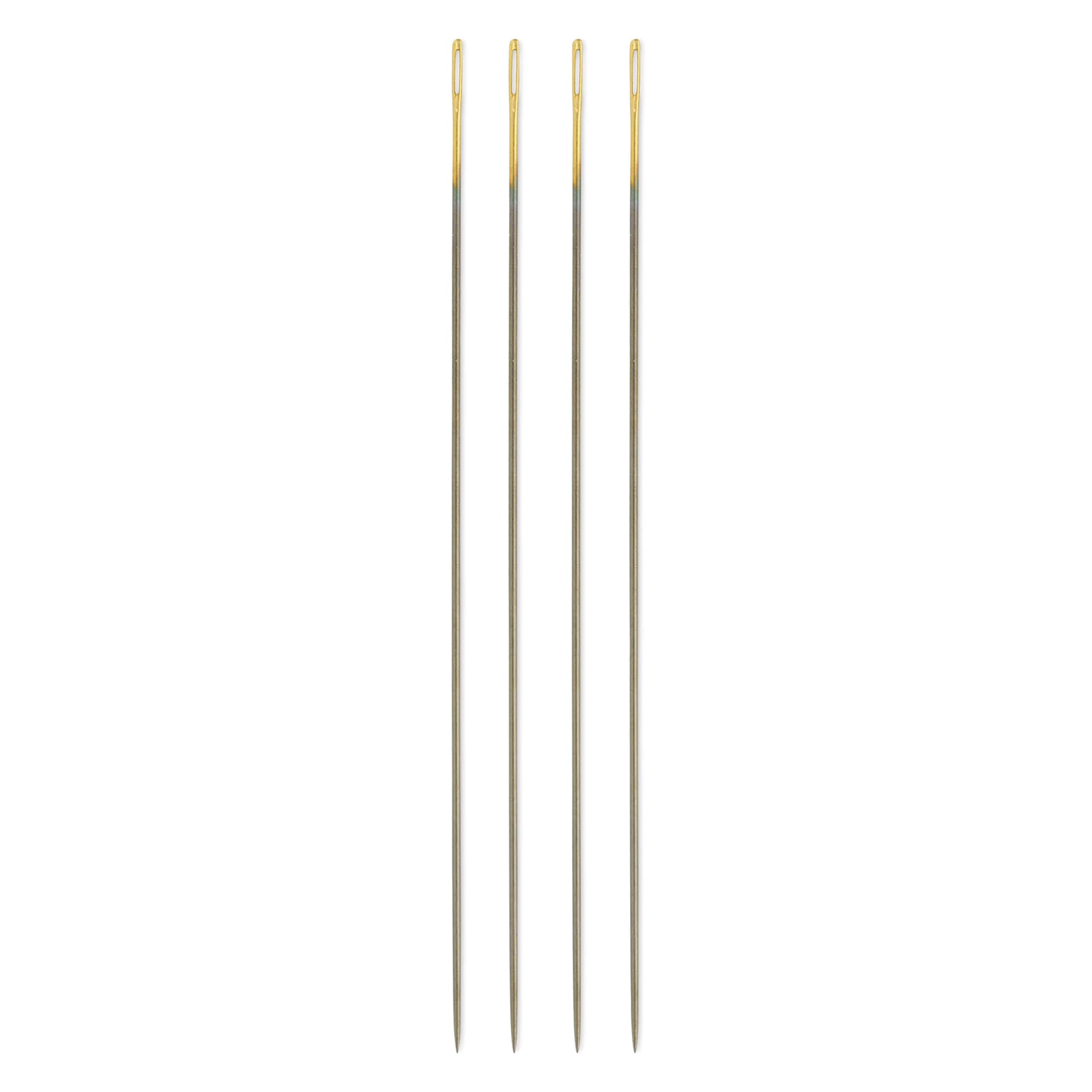 Tulip Needle Company Beading Needles - Size 11, four needles outside of the packaging