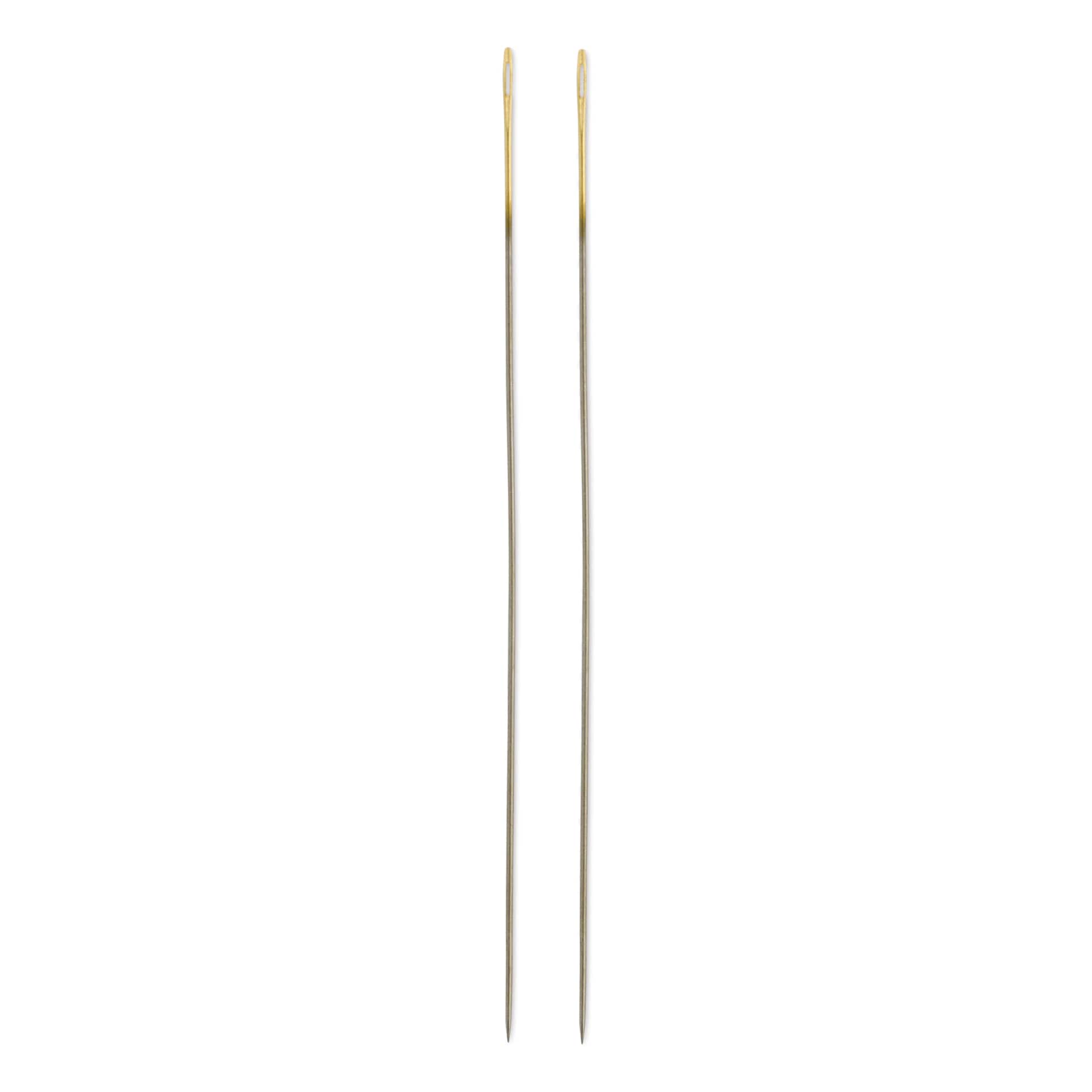 Tulip Needle Company Beading Needles - Size 12, two needles outside of the packaging