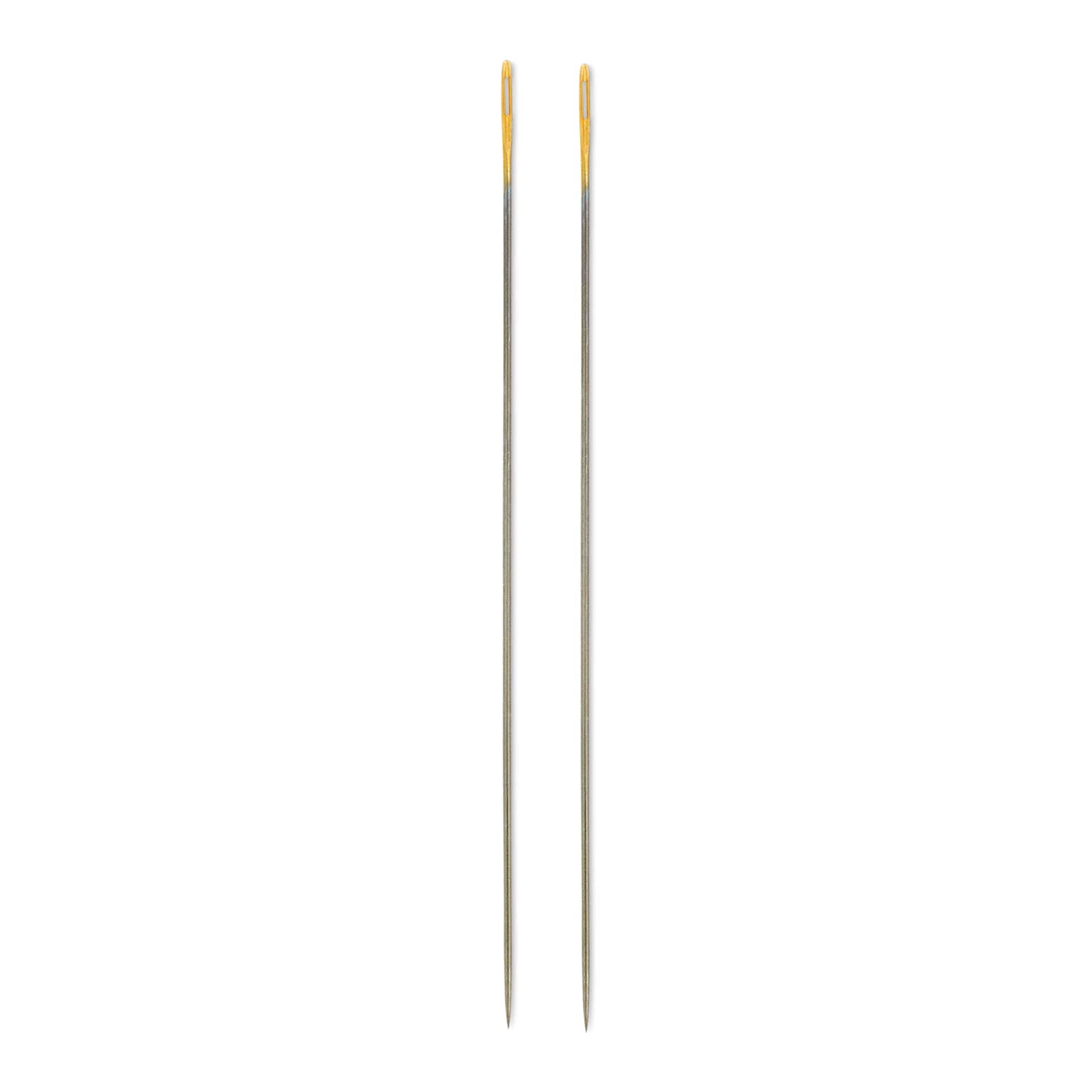 Tulip Needle Company Beading Needles - Size 13, two needles outside of the packaging