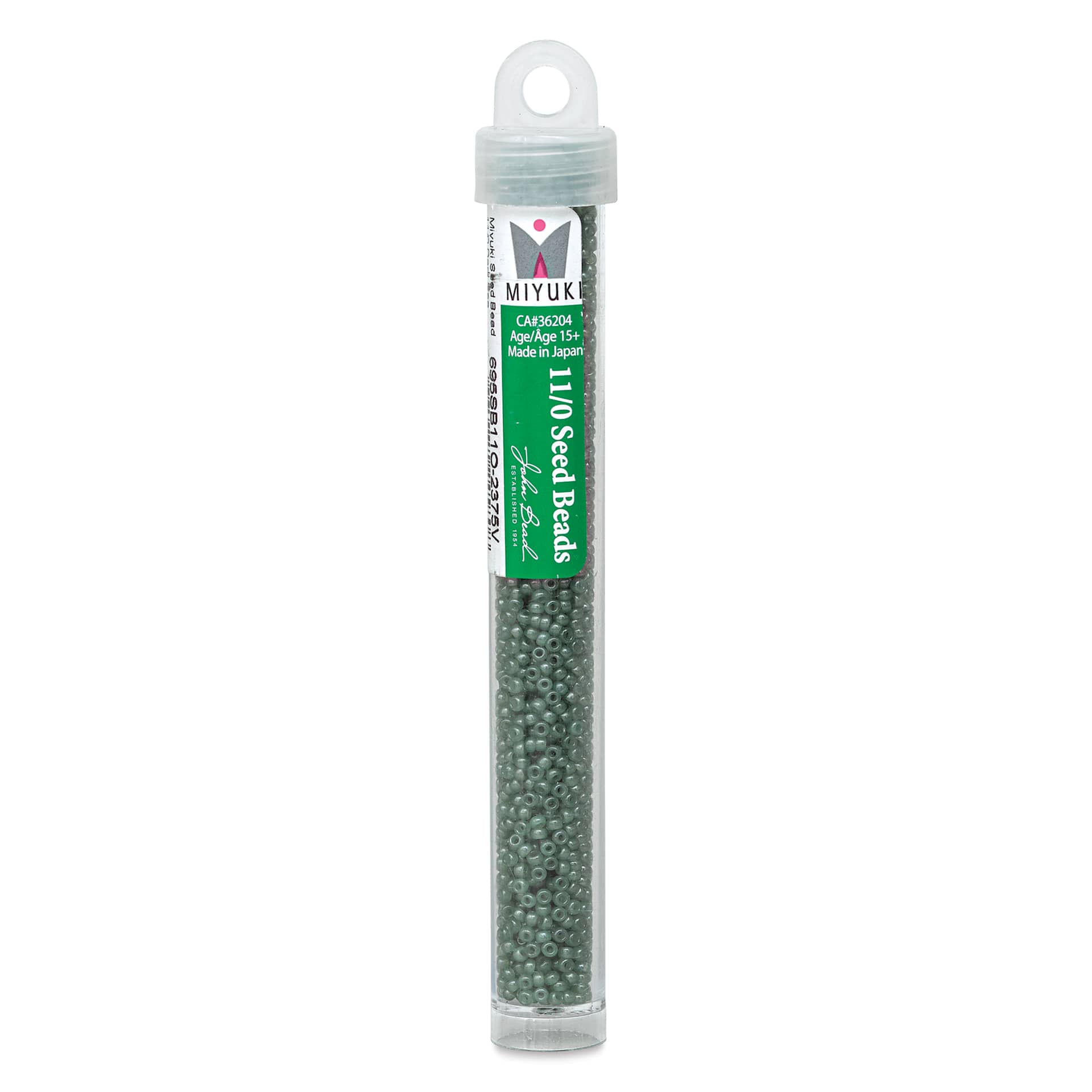 John Bead Miyuki Glass Seed Beads - Dark Sea Green, 22g vial