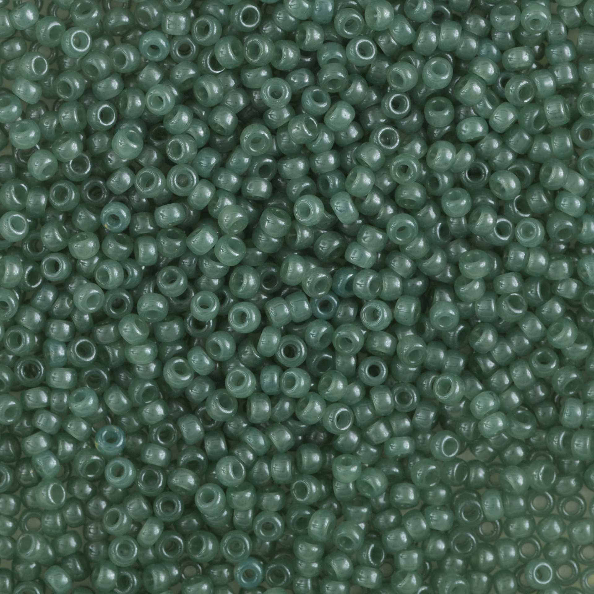 John Bead Miyuki Glass Seed Beads - Dark Sea Green, close-up